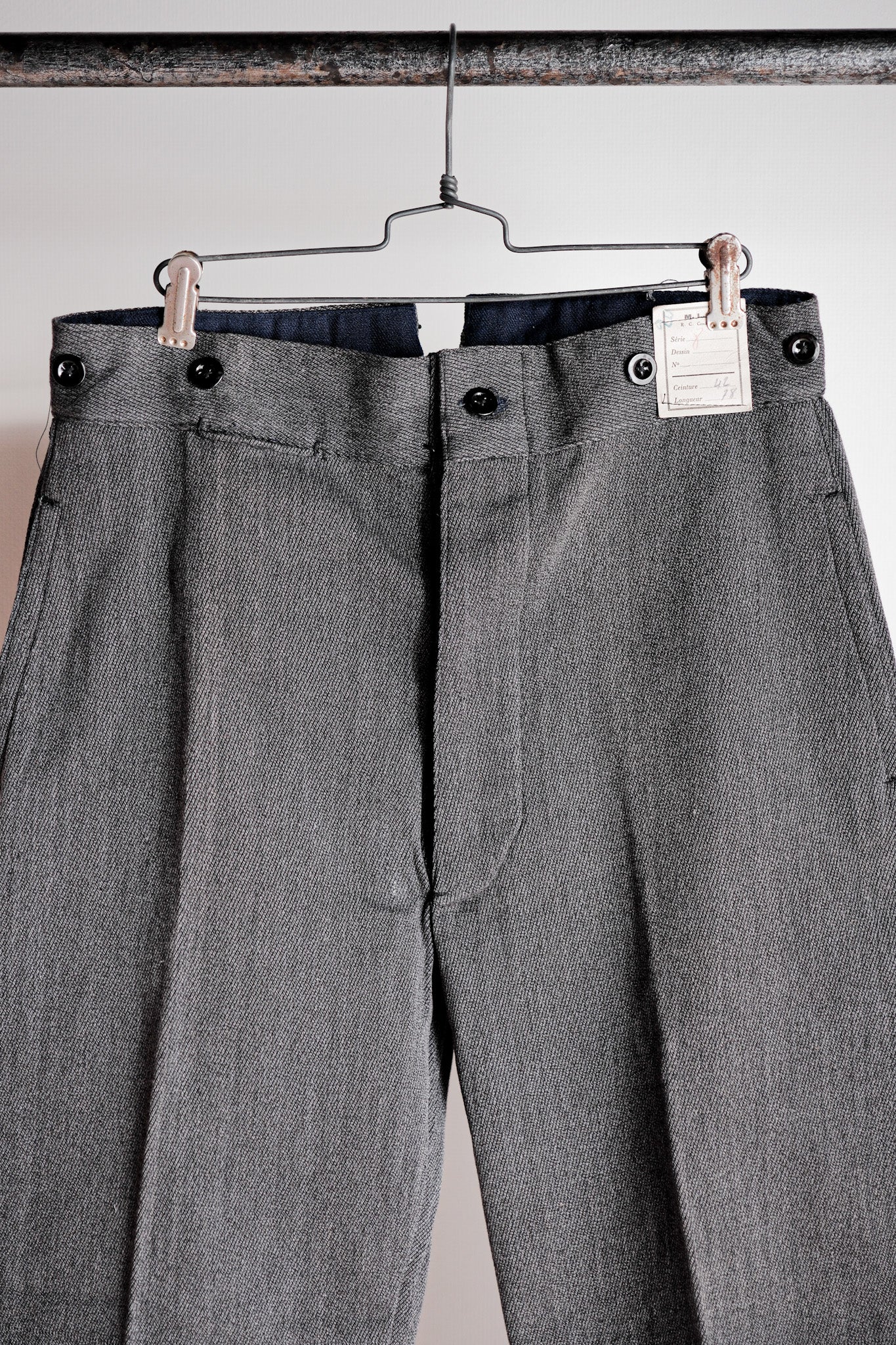 【~30's】French Vintage Salt & Pepper Cotton Twill Work Pants "Dead Stock"
