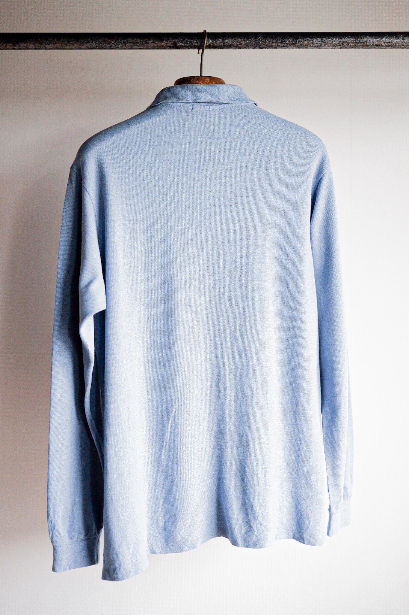 【~80's】CHEMISE LACOSTE L/S Polo Shirt Size.5 "Marbling Light Blue"