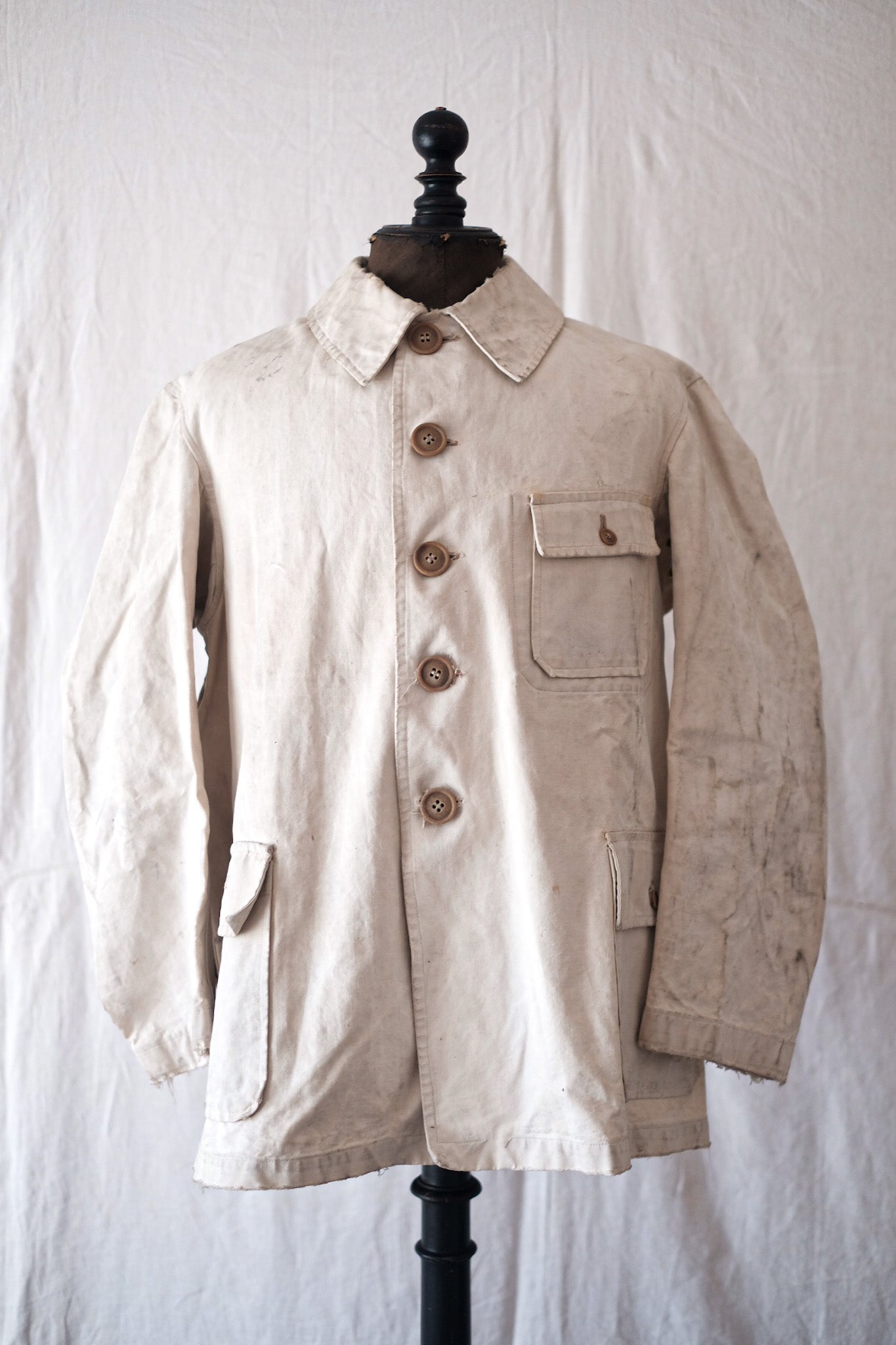 【~40's】French Vintage White Cotton Hunting Jacket
