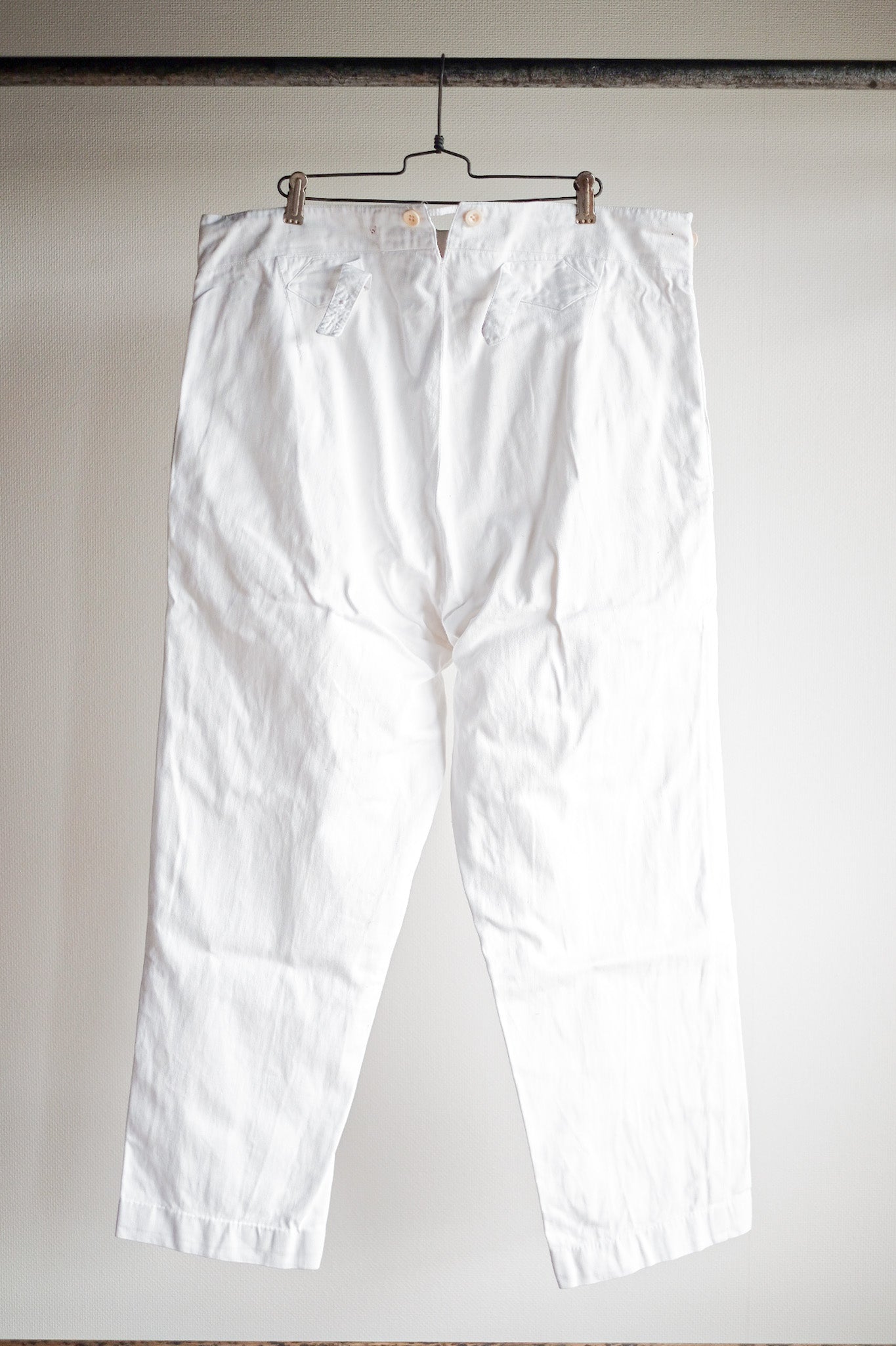 【~30's】French Navy White Cotton Trousers