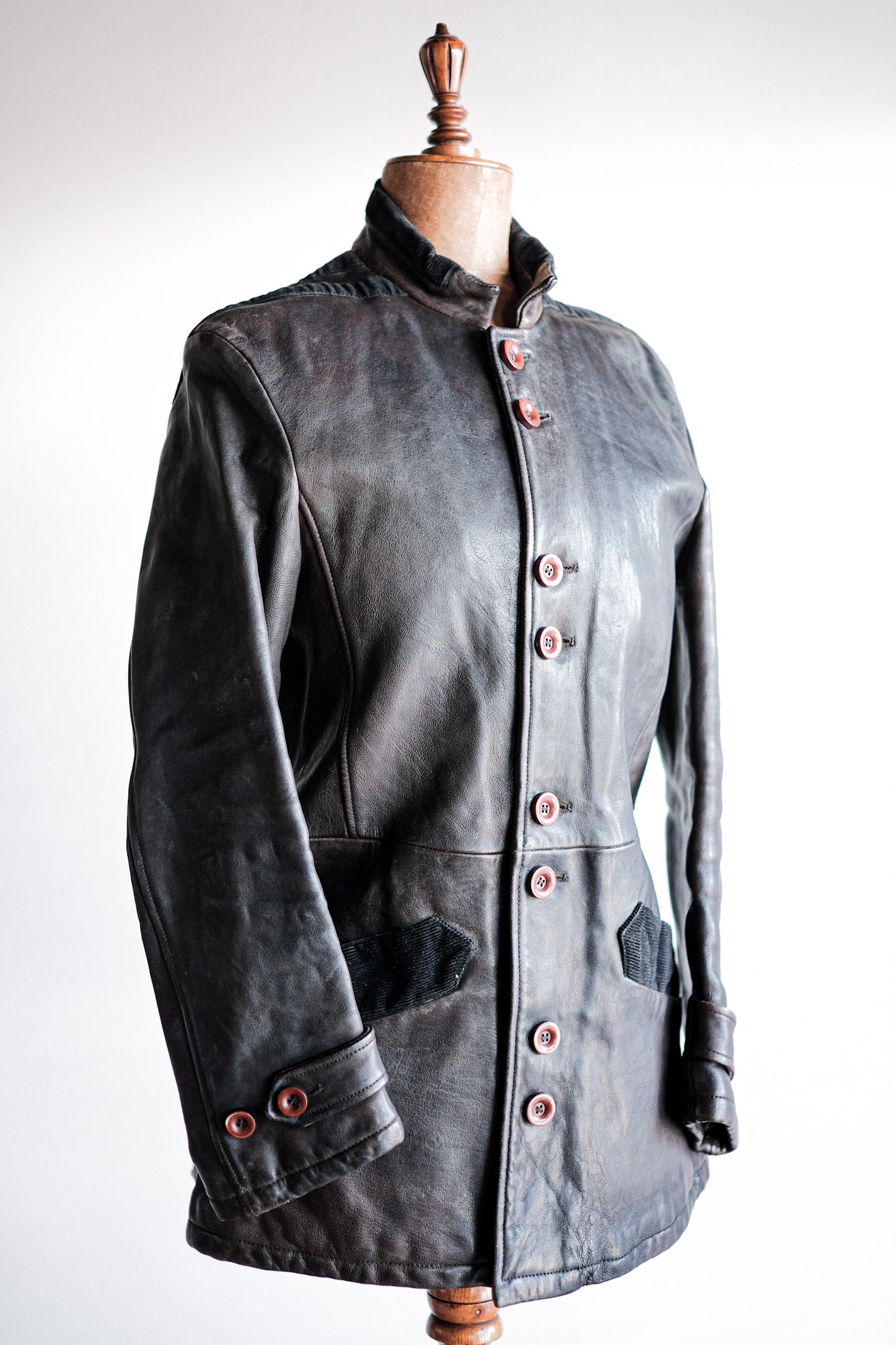 【~90's】Old EMPORIO ARMANI Stand Collar Leather Jacket Size.48