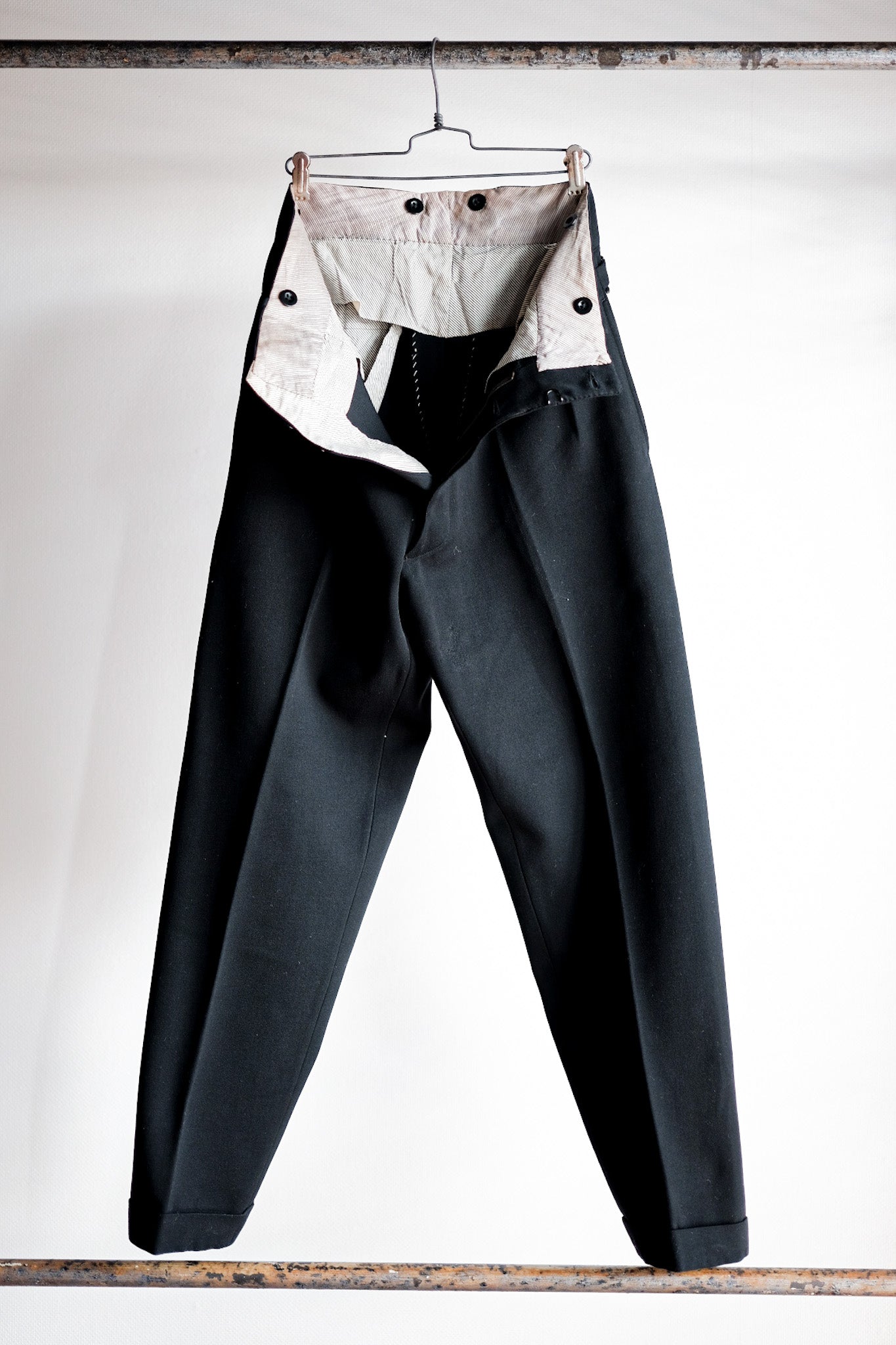 【~40's】French Vintage Black Wool Trousers
