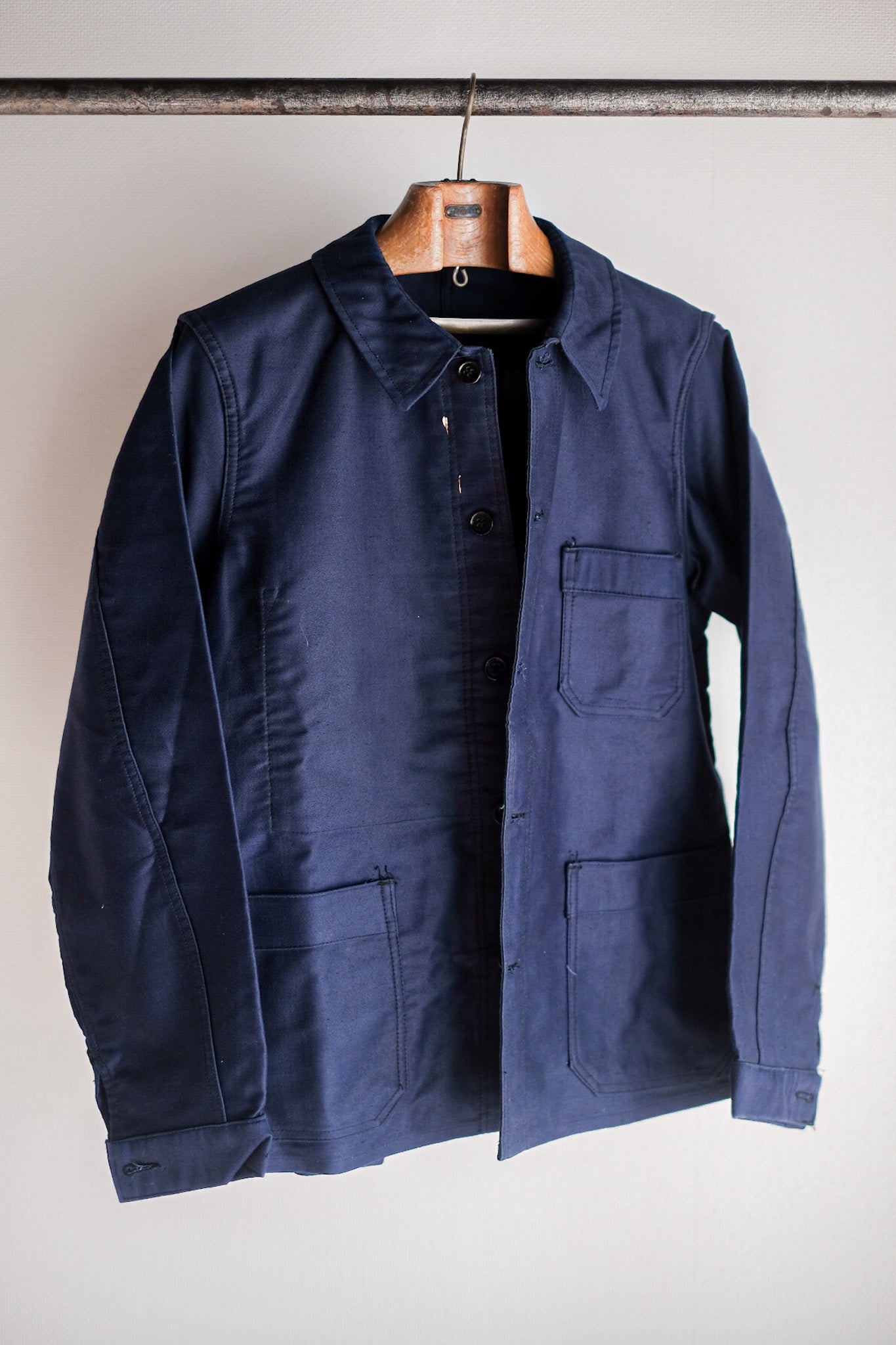 【~40's】French Vintage Blue Moleskin Work Jacket "Dead Stock"