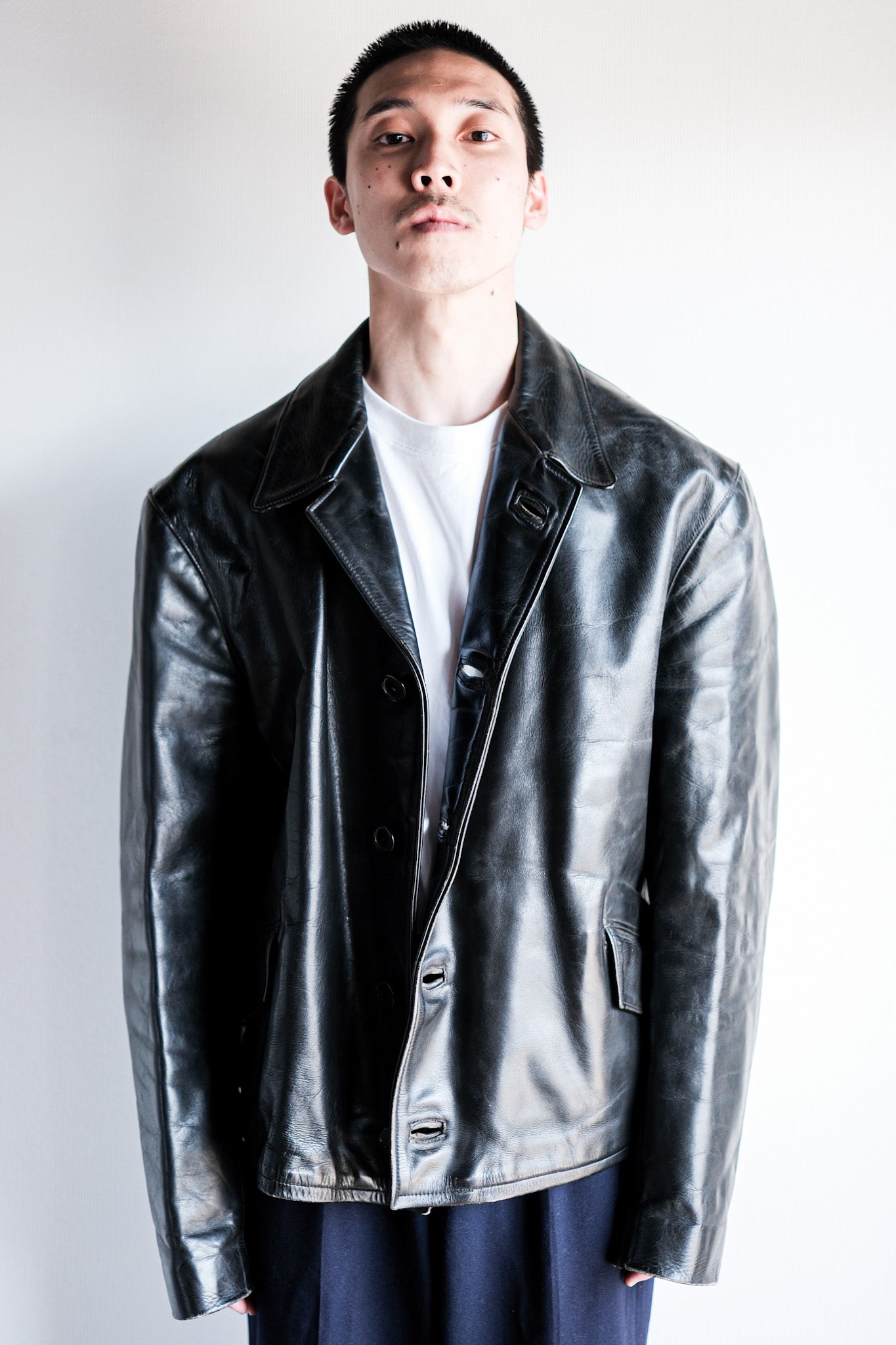 【~40's】French Vintage Horse Hide Leather Jacket