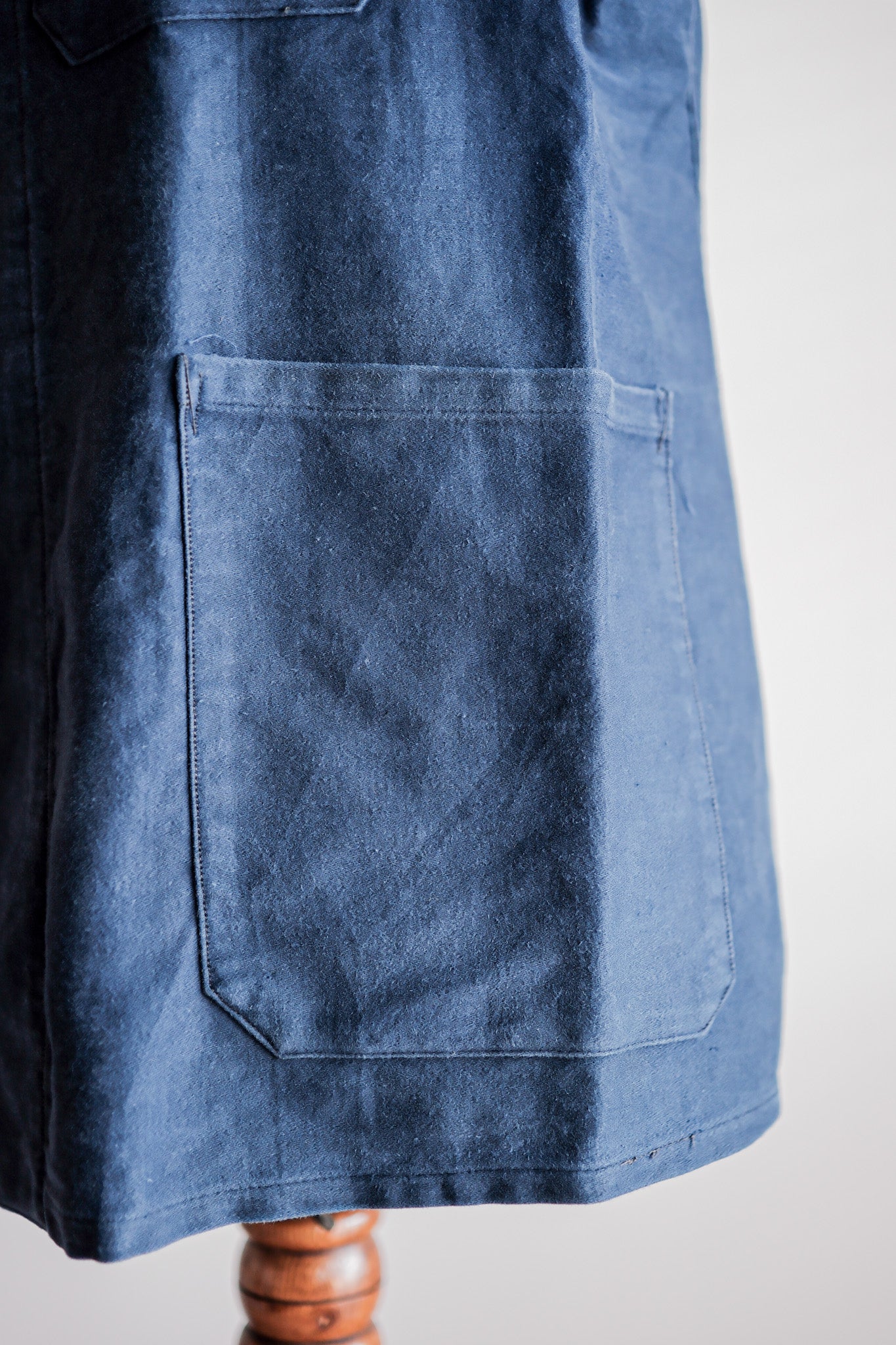【~40's】French Vintage Blue Moleskin Stand Collar Work Jacket