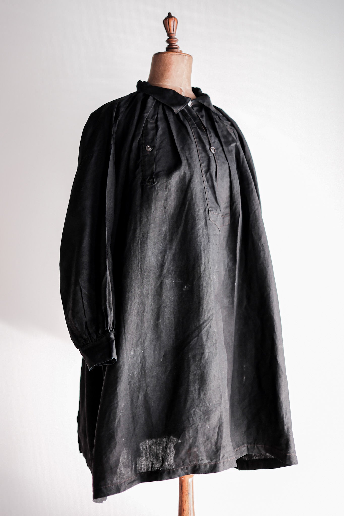 【Early 20th C】French Antique Indigo Linen Smock "Biaude"