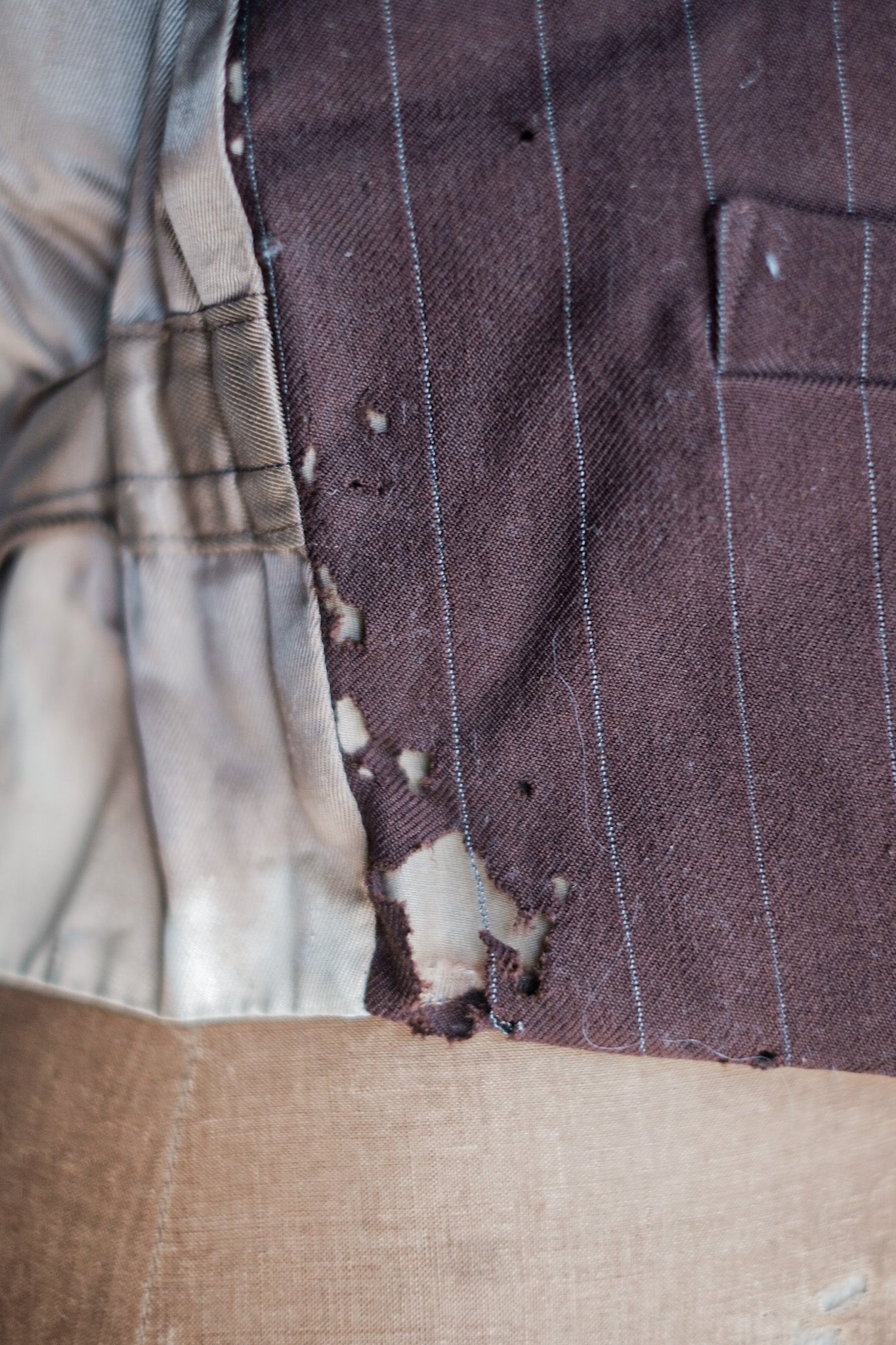 【~40's】French Vintage Brown Wool Work Gilet