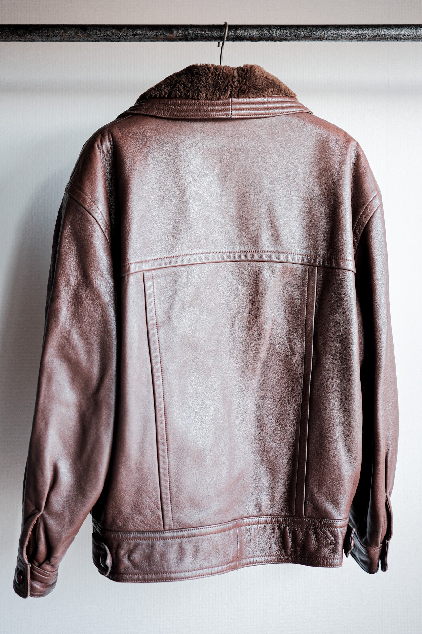 【~80's】Old Gucci Shawl Collar Leather Bomber Jacket Size.52