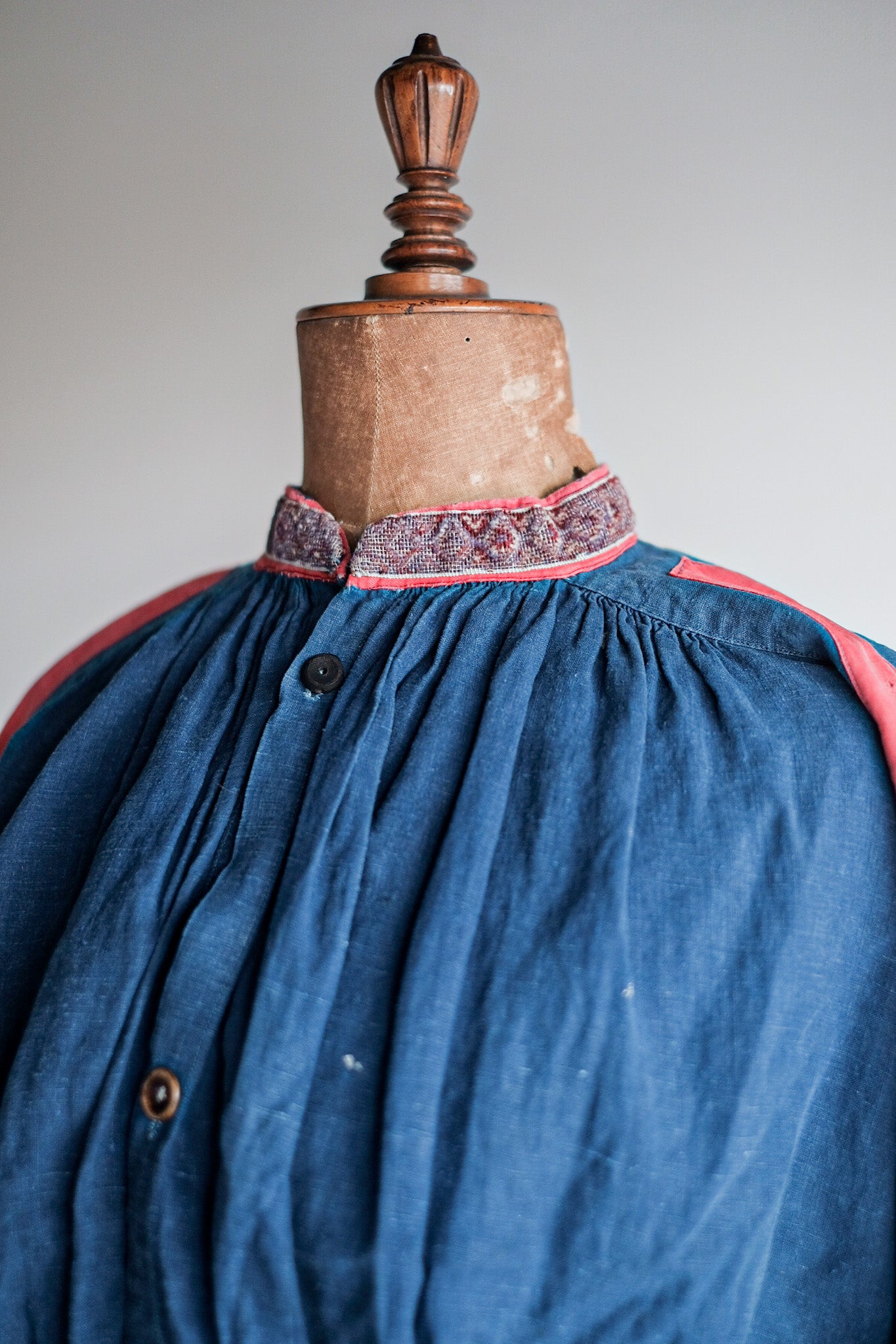 【Late 19th C】French Antique Indigo Linen Fireman Bourgeron Jacket