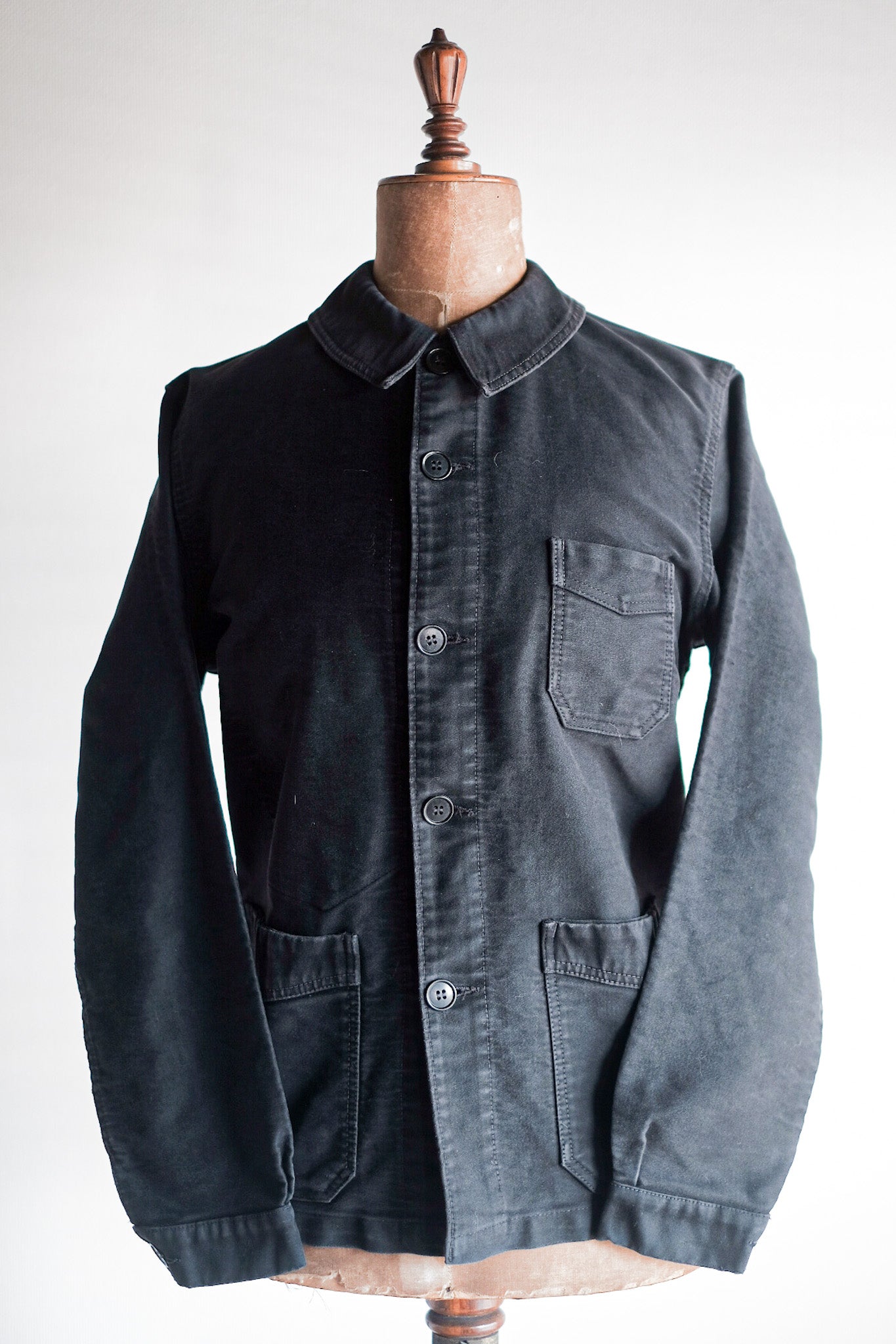 50's] French Vintage Black Moleskin Work Jacket