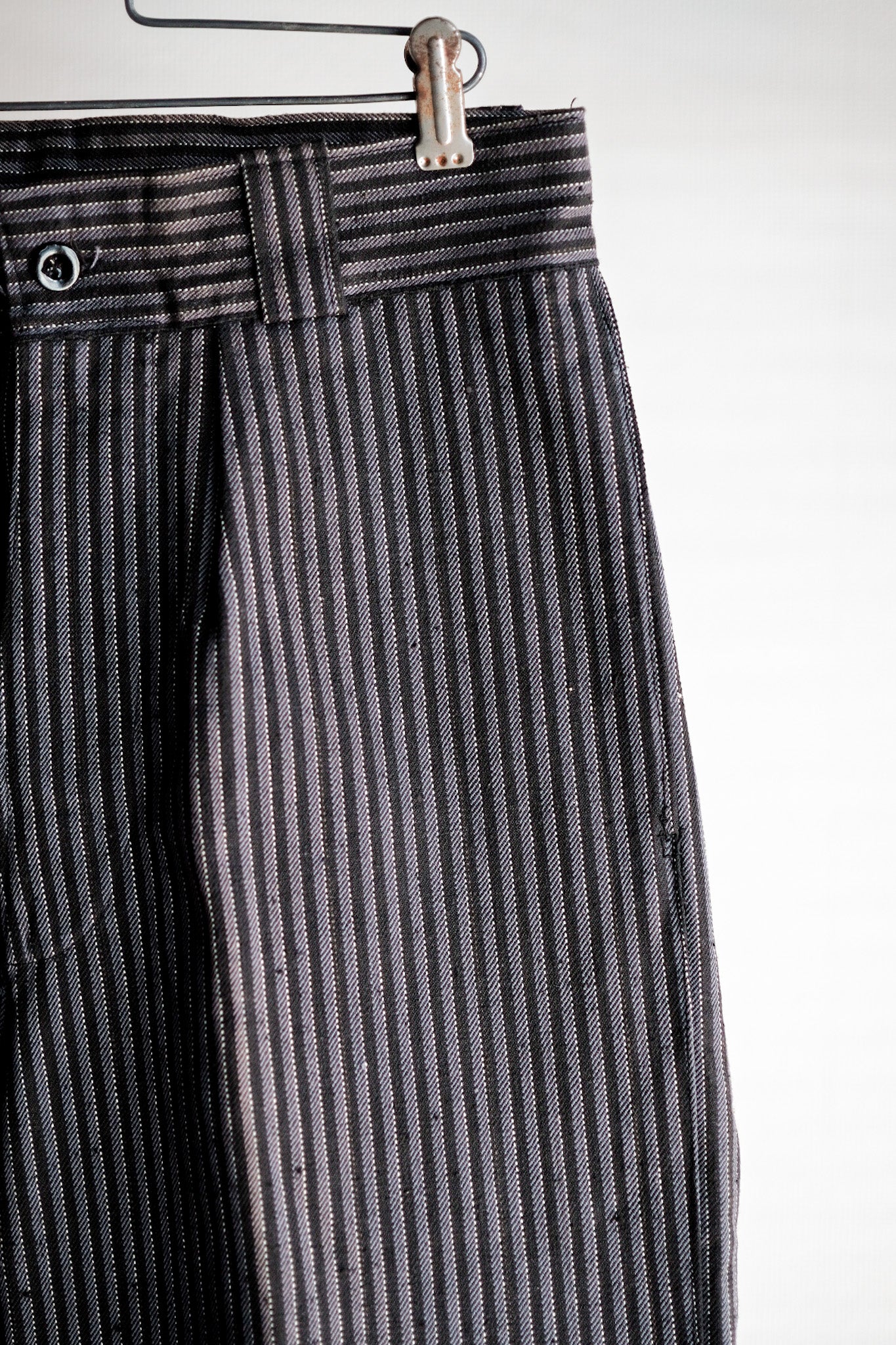 【~40's】French Vintage Cotton Striped Work Pants "Dead Stock"