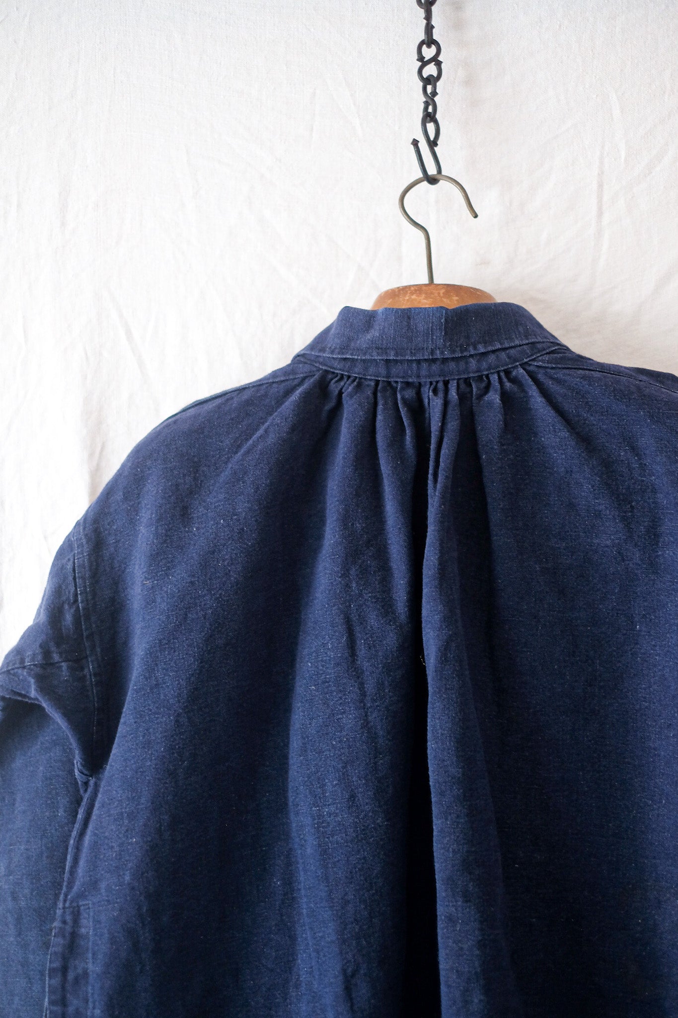 【~40's】French Vintage Indigo Cotton Smock Biaude
