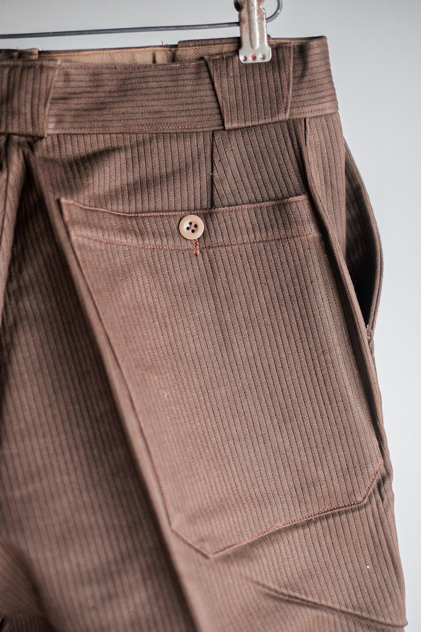 【~50's】French Vintage Brown Cotton Pique Work Pants "Dead Stock"
