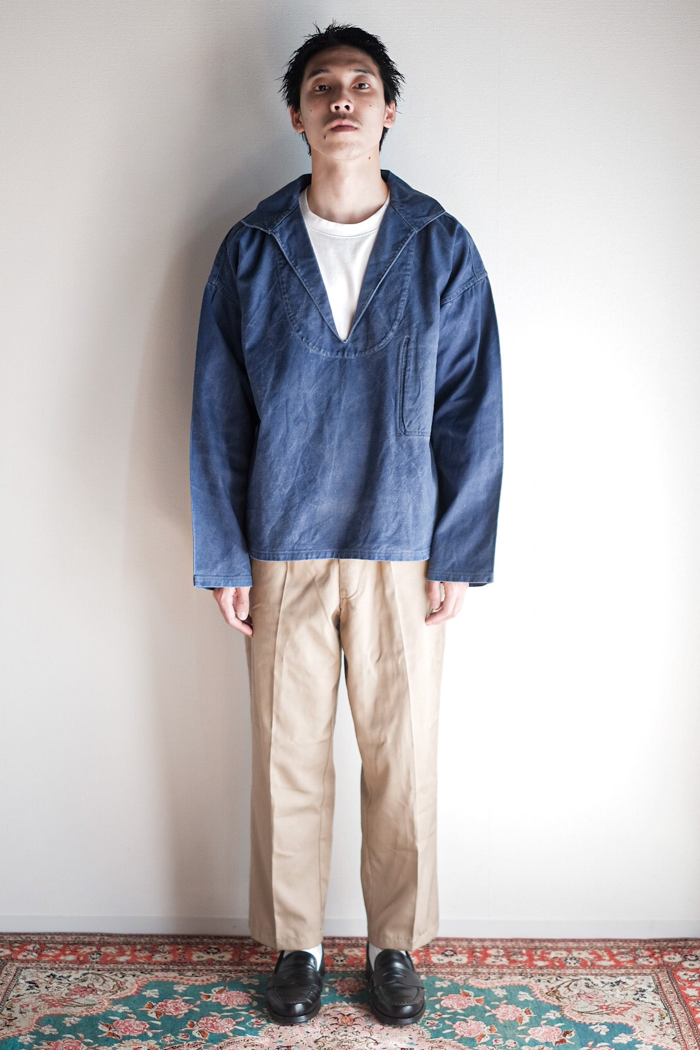 【~50's】French Vintage Indigo Metis Fisherman Smock