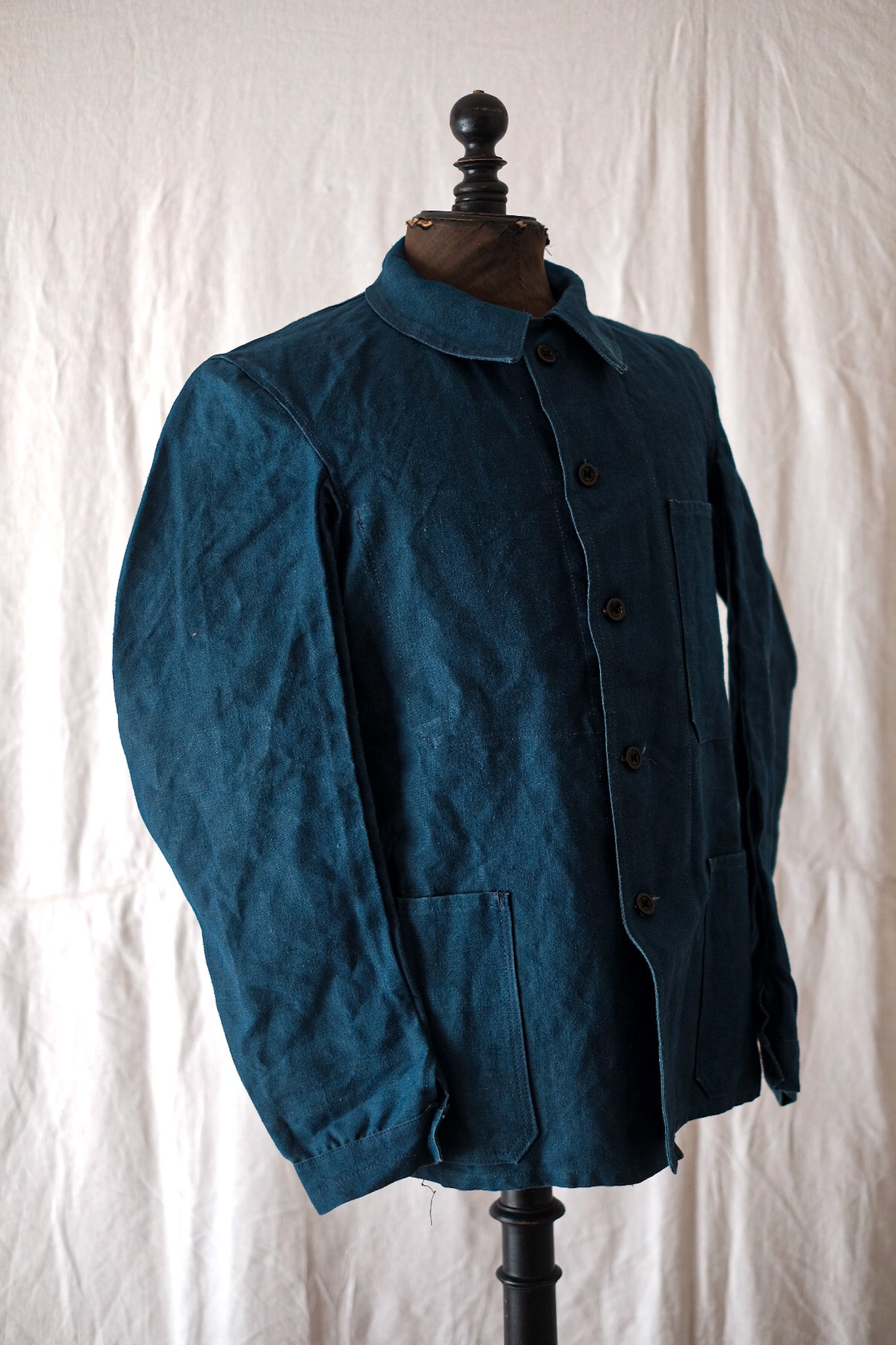 【~30's】French Vintage Indigo Linen Work Jacket
