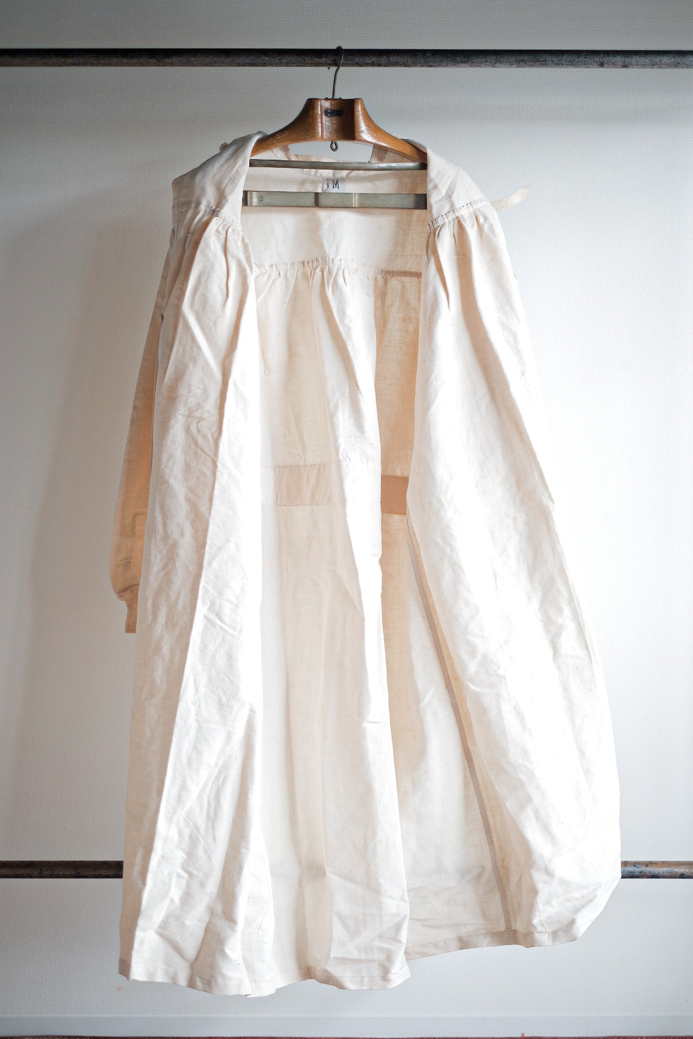 【~50's】French Army Surgeon Linen Coat Hospital Military "Dead Stock"