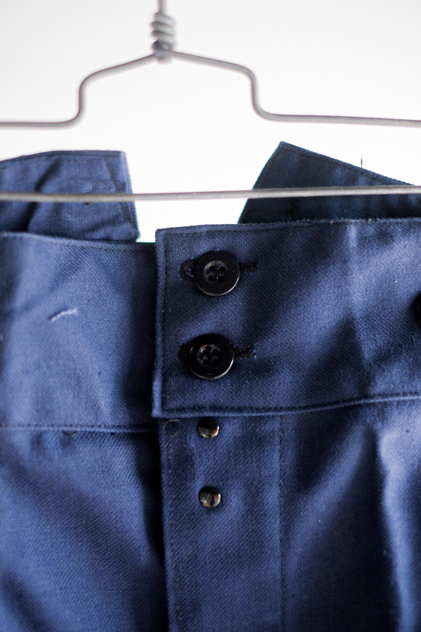 【~40's】French Vintage Blue Cotton Twill Work Pants "Dead Stock"