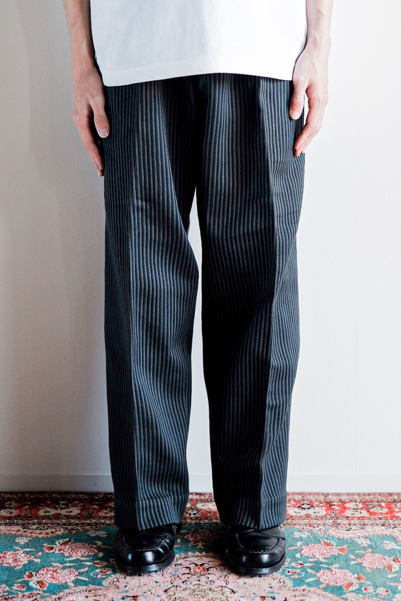 【 ~ 30's 】 French Vintage Cotton Pique Pique Striped Pants "Dead Stock"