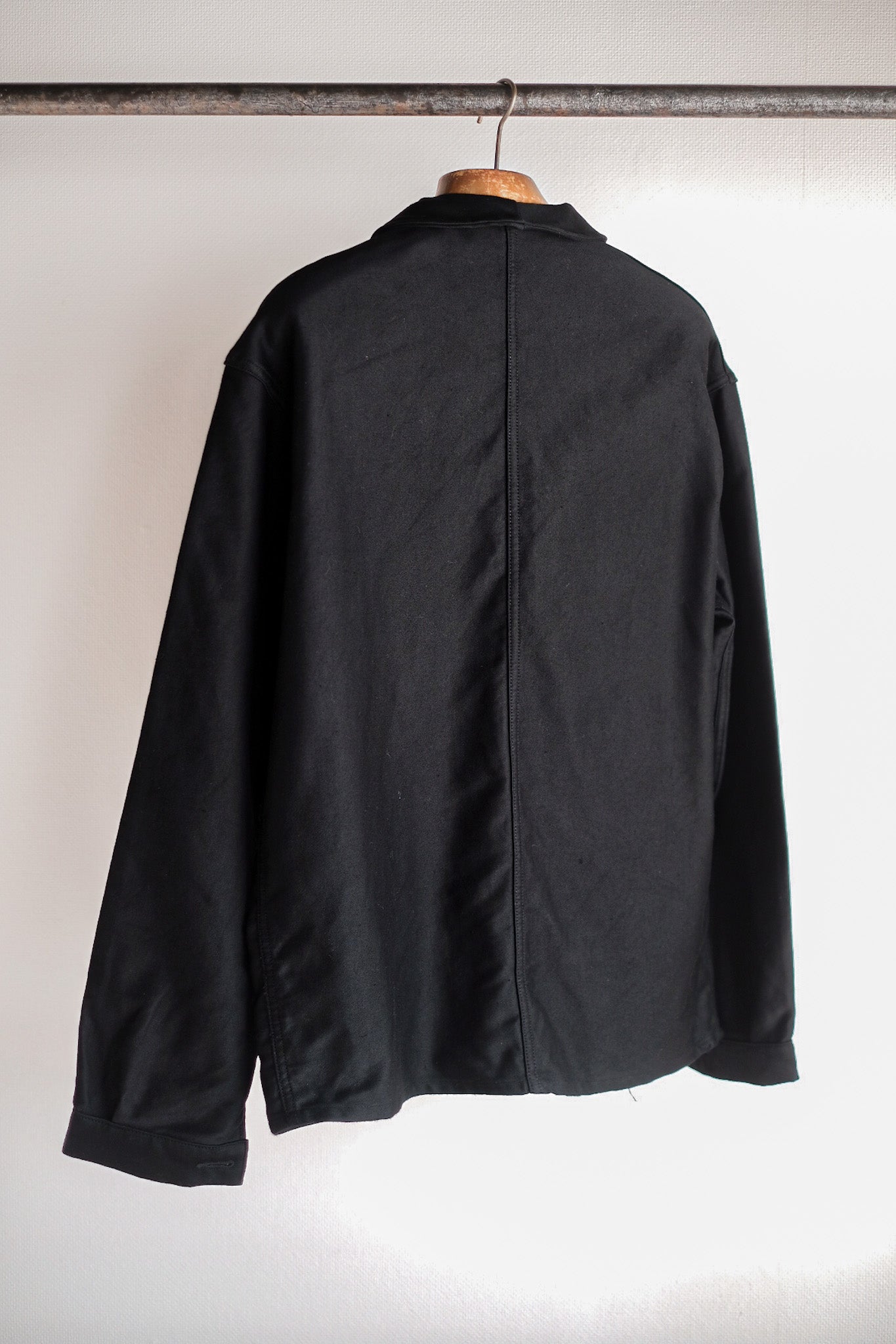 【~50's】French Vintage Black Moleskin Work Jacket "Adolphe Lafont" "Dead Stock"