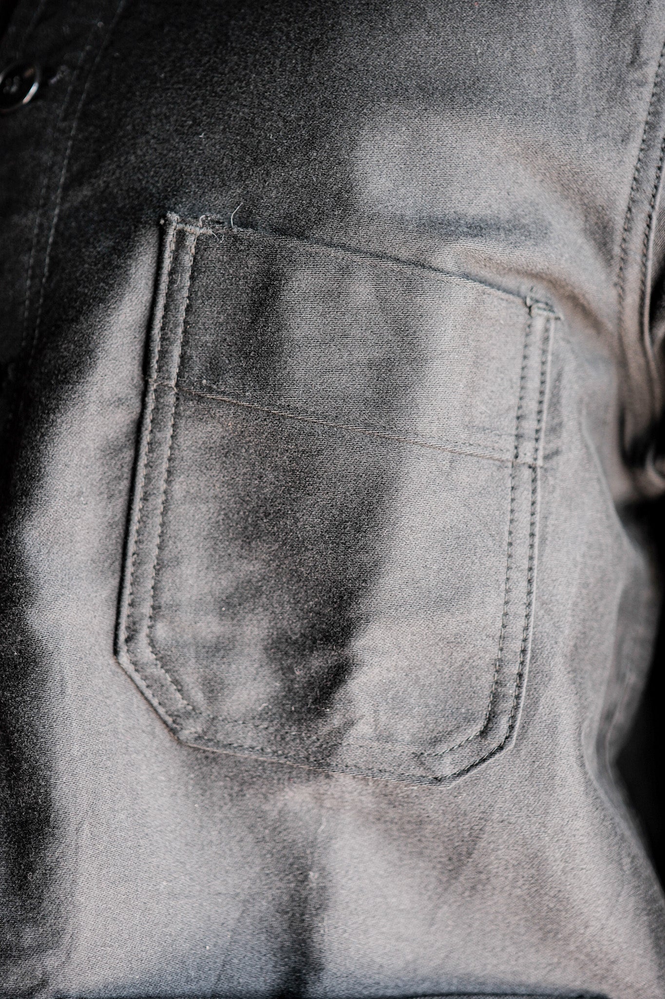 【~60's】French Vintage Black Moleskin Work Jacket Size.46 "Adolphe Lafont"