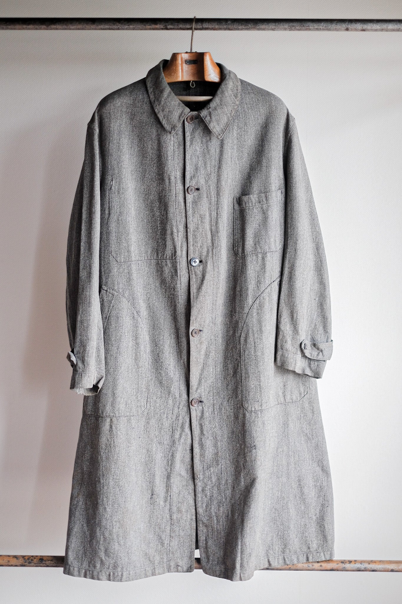 【~40's】French Vintage Black Chambray Atelier Coat