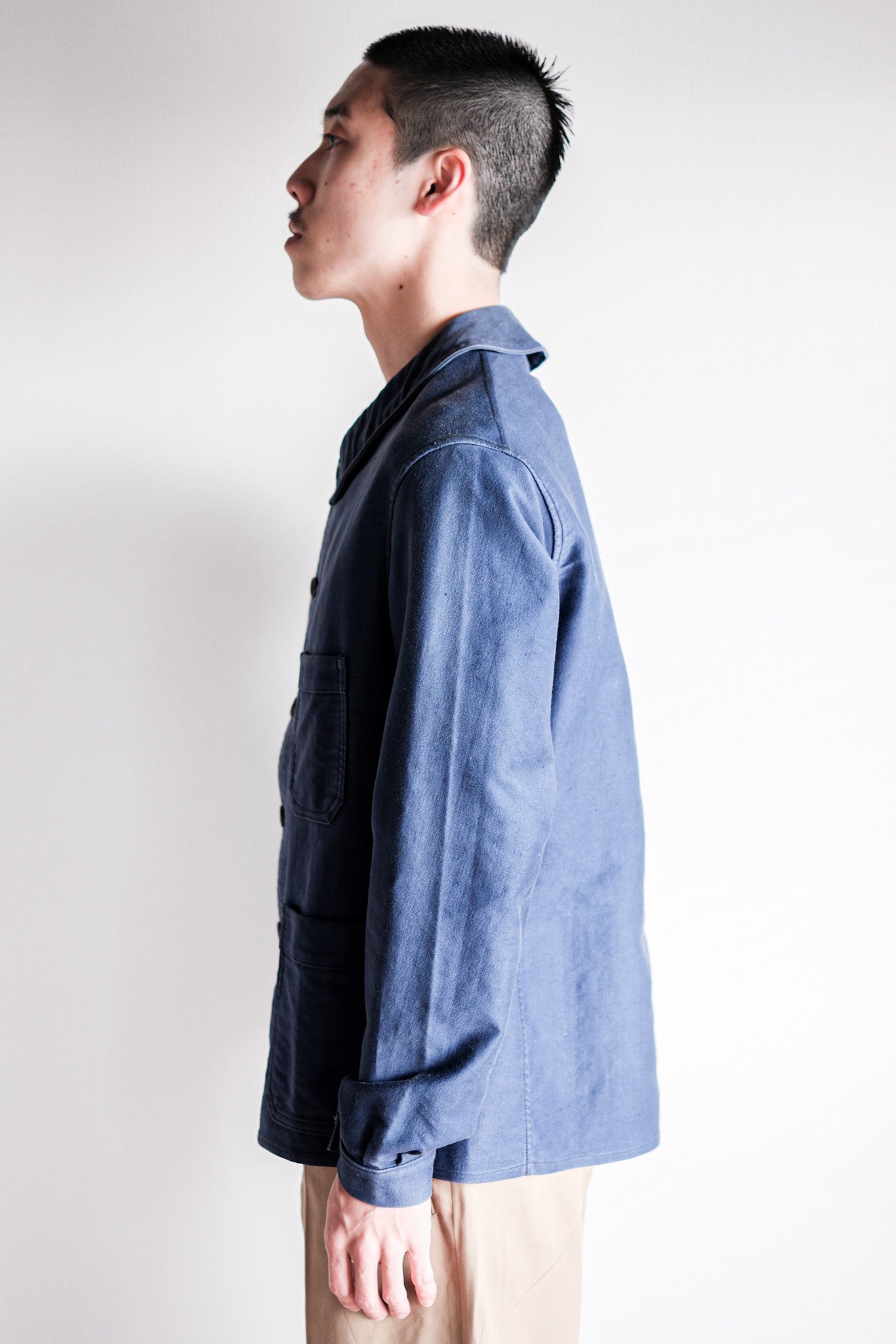 【~40's】French Vintage Blue Moleskin Work Jacket