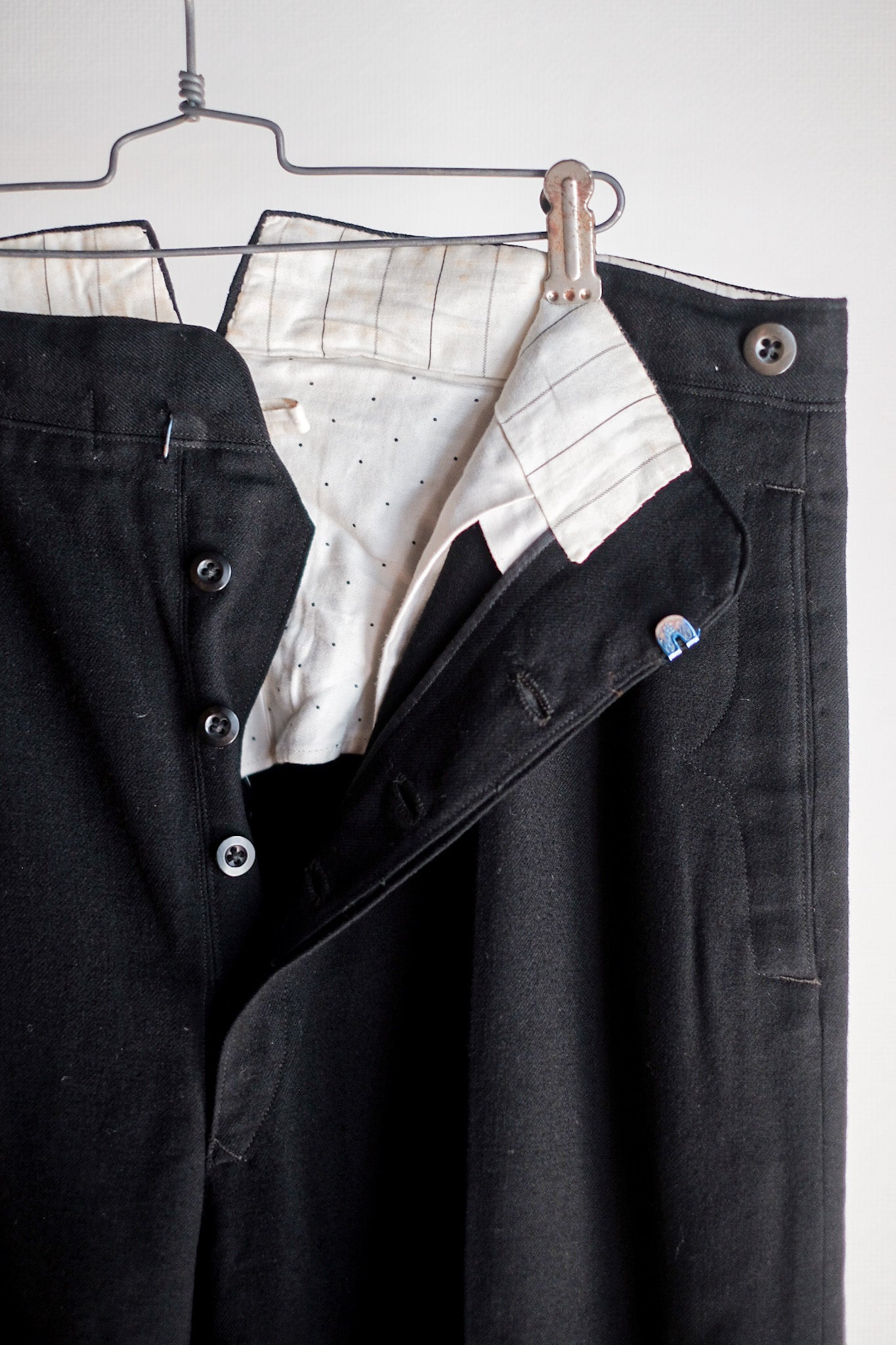 【~40's】German Vintage Black Wool Trousers