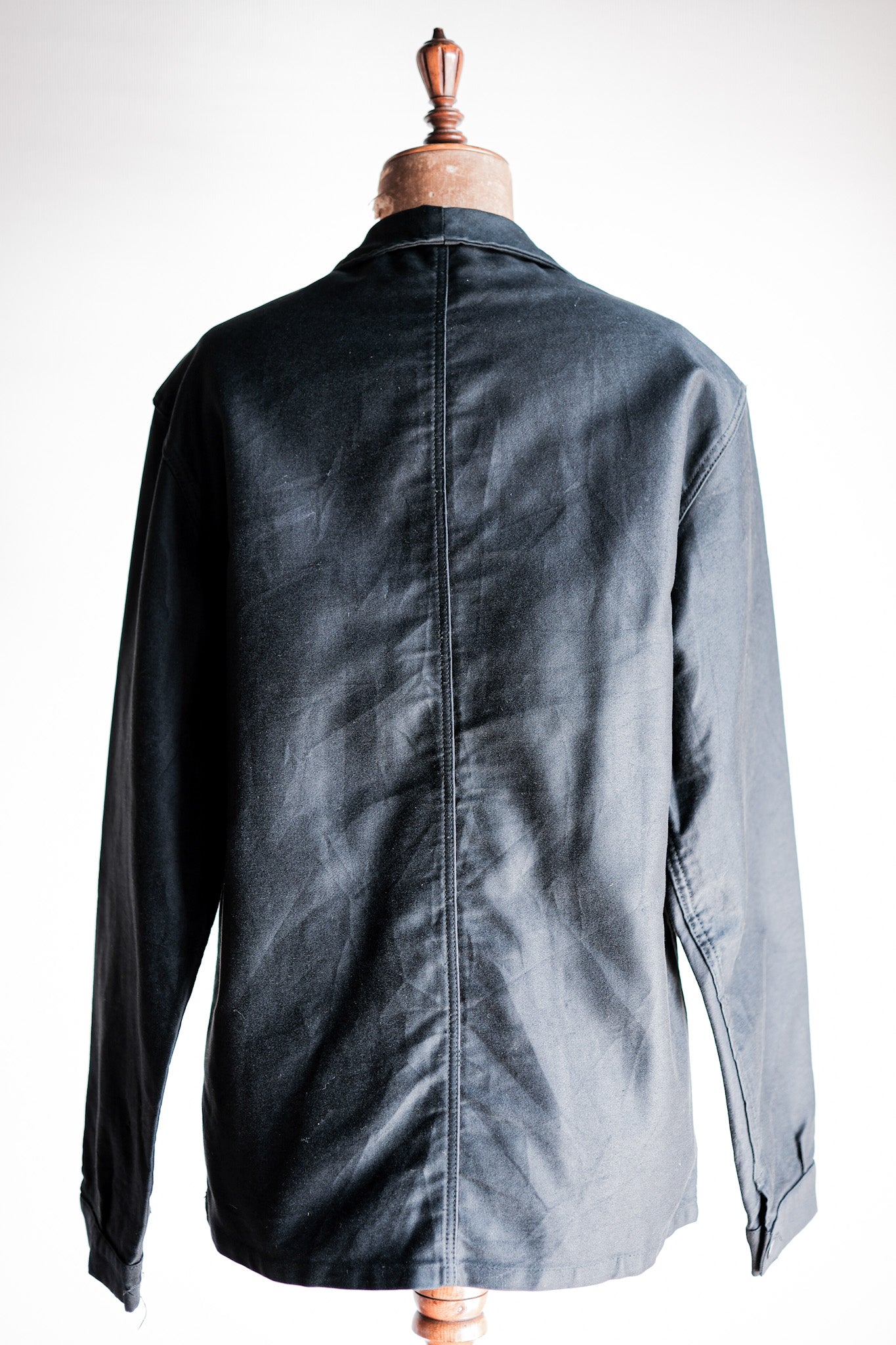 【~60's】French Vintage Black Moleskin Work Jacket Size.46 "Adolphe Lafont"