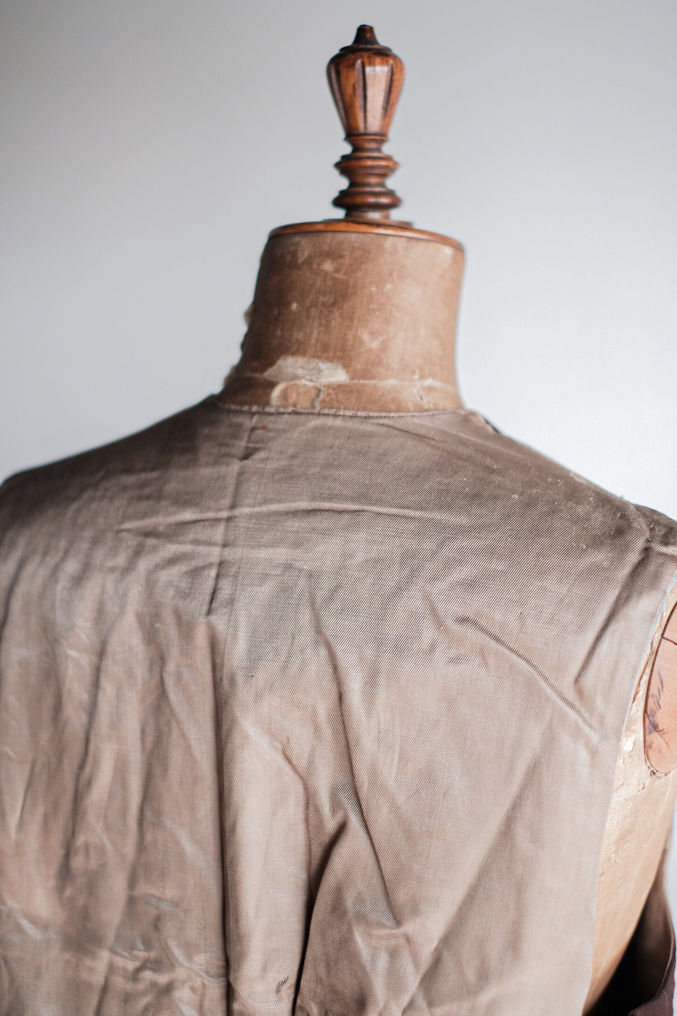 【~40's】French Vintage Brown Wool Work Gilet