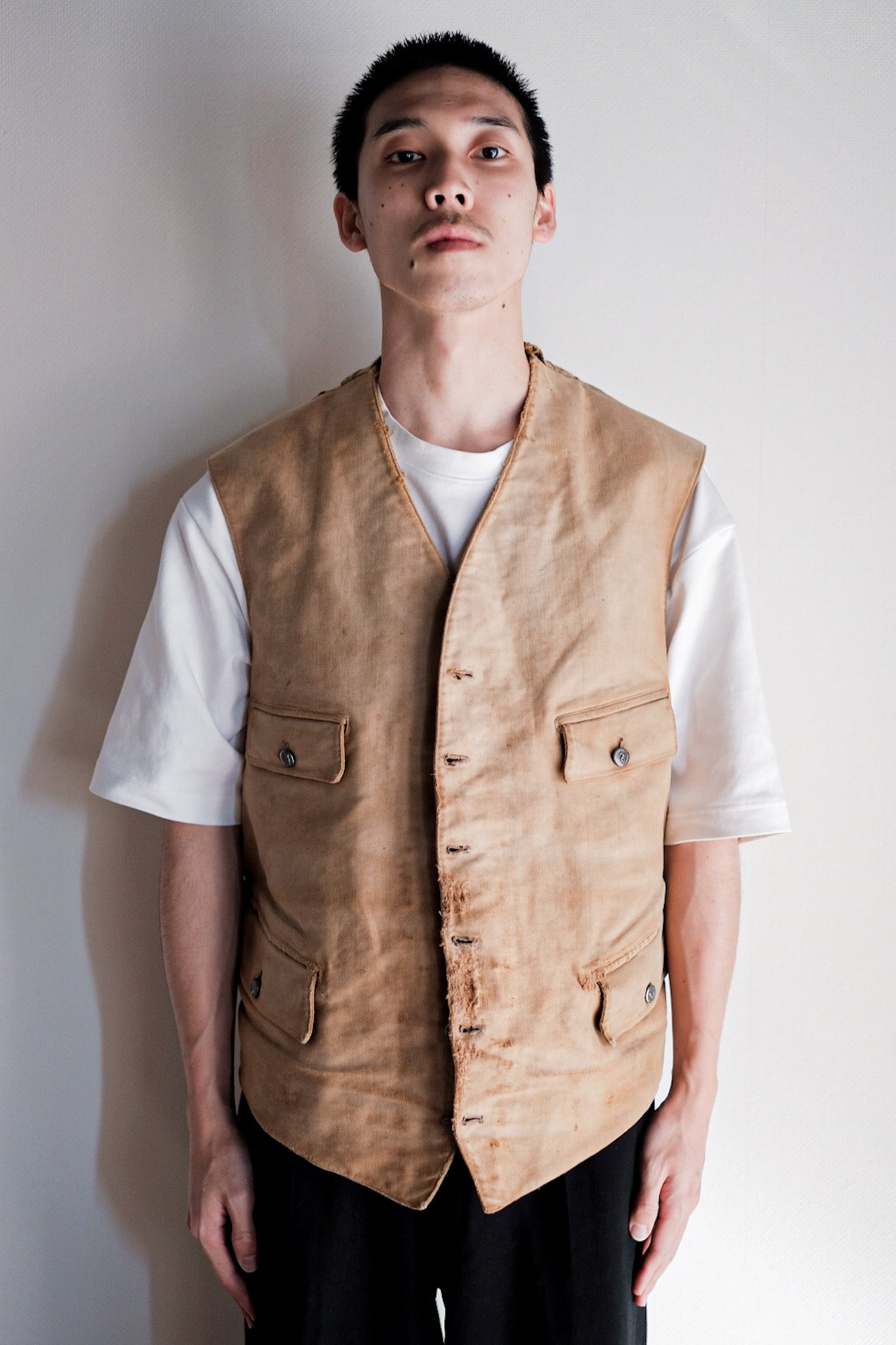 【~30's】French Vintage Moleskin Hunting Gilet