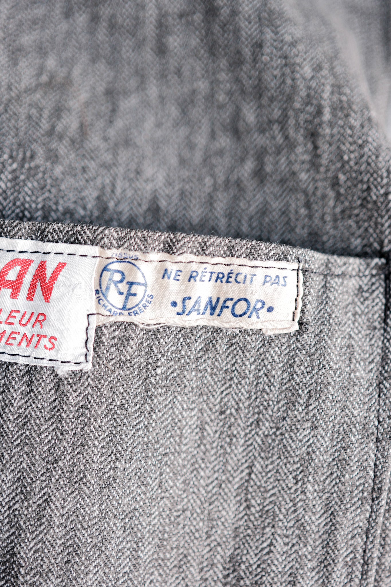 【~50's】French Vintage Salt & Pepper Cotton HBT Lapel Work Jacket