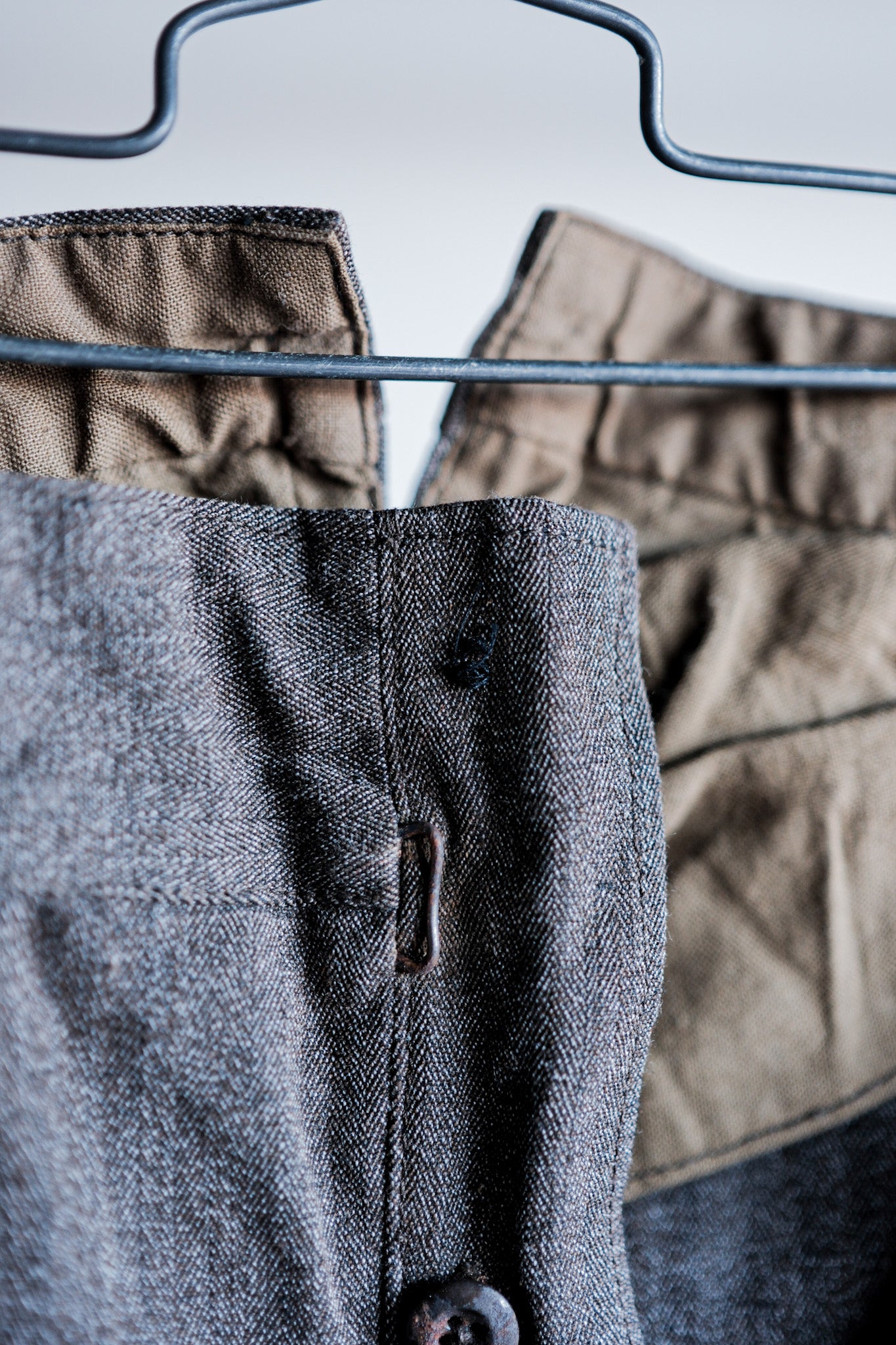 【~20's】French Vintage Brown Salt & Pepper Cotton HBT Work Pants