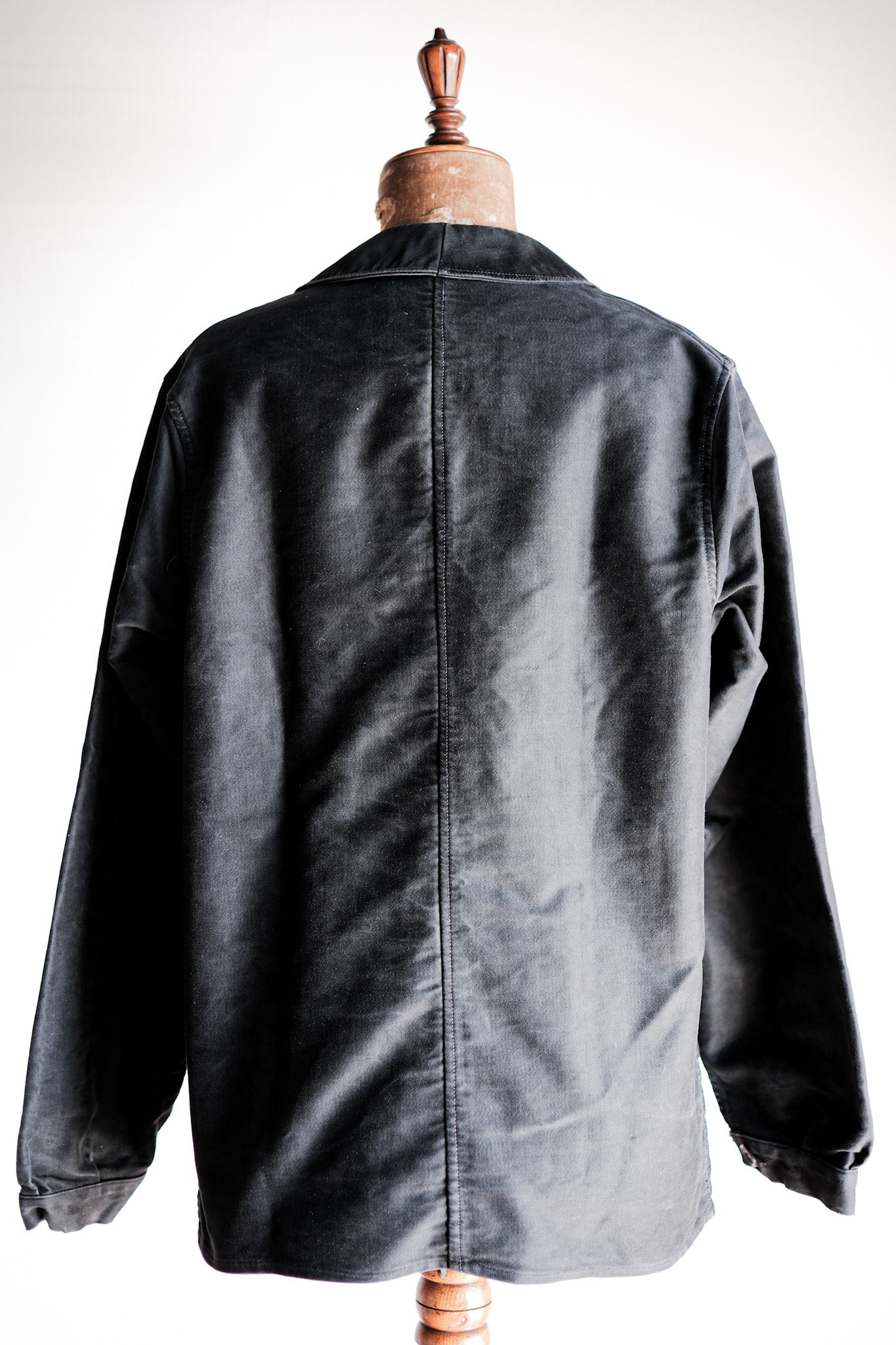 【~40's】French Vintage Black Moleskin Work Jacket "Le Mont St. Michel"