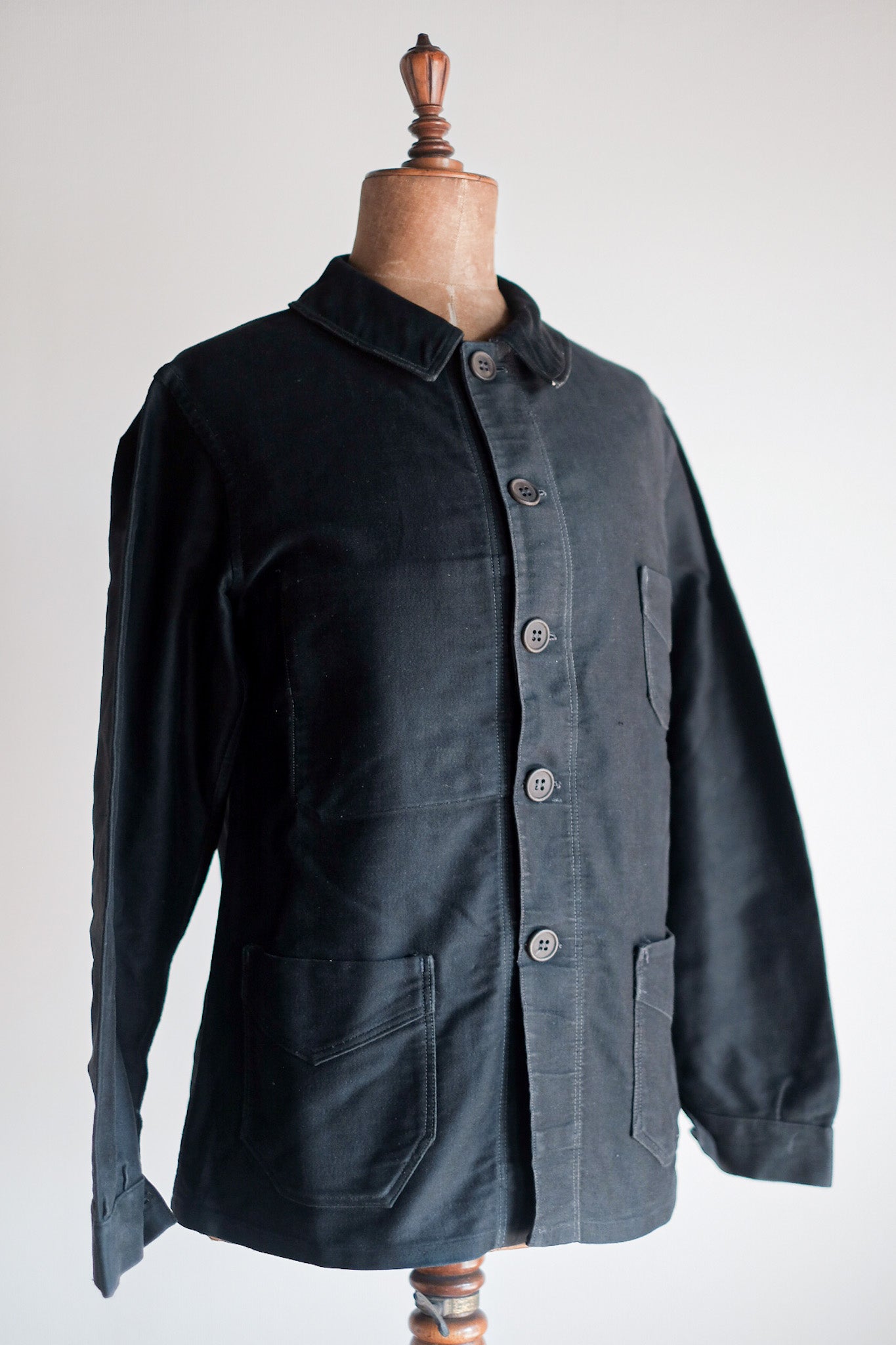 【~30's】French Vintage Black Moleskin Work Jacket