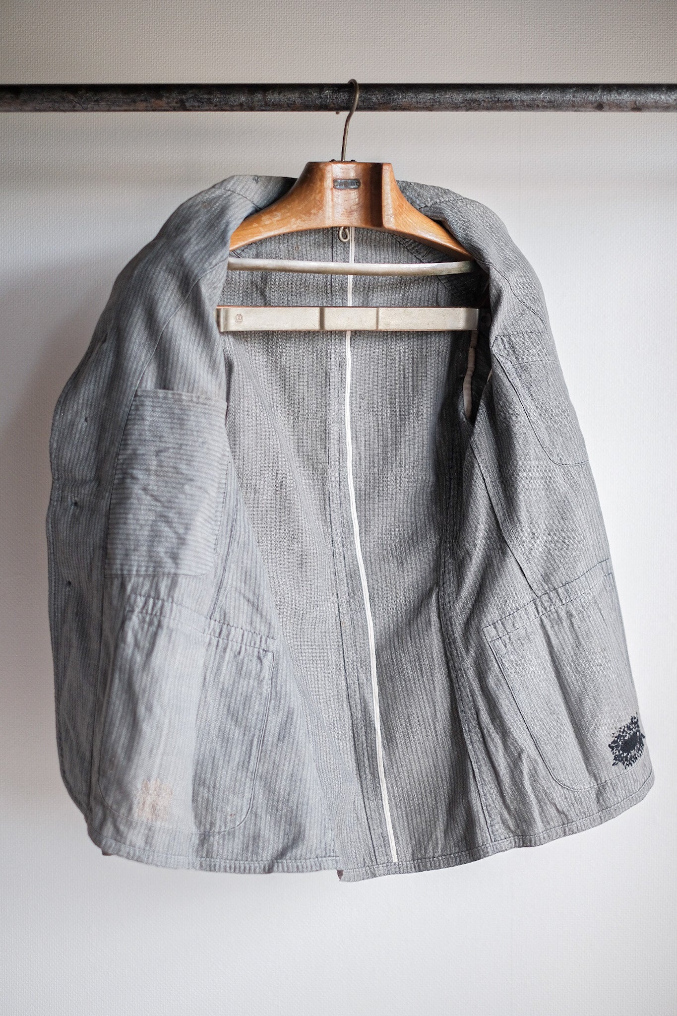 【~10's】French Antique Chambray Striped Sack Jacket