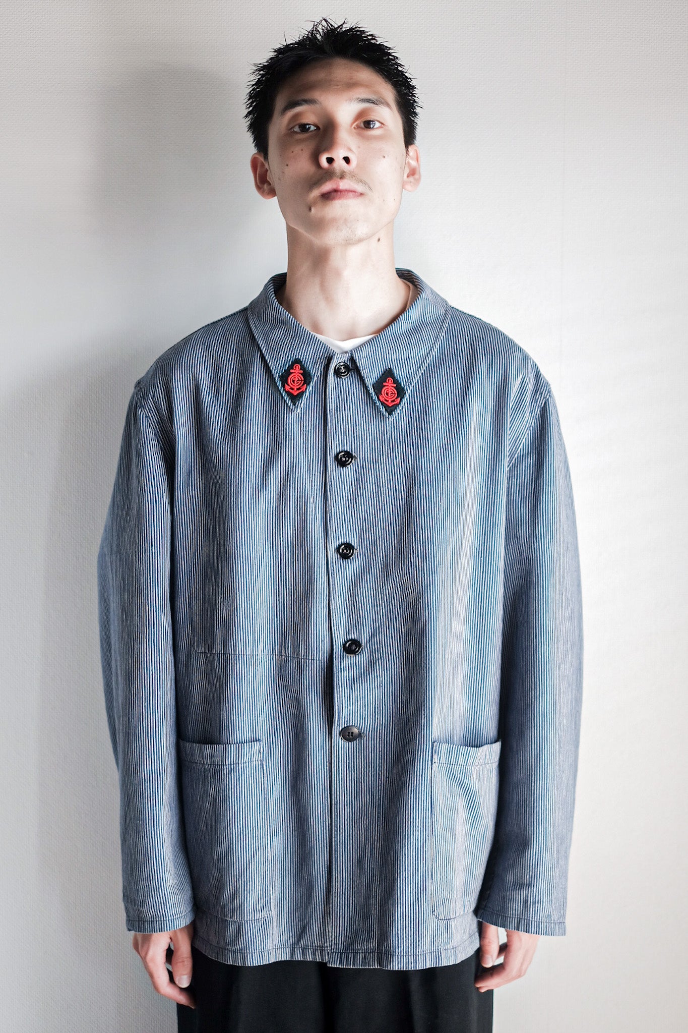 【~50's】French Vintage Cotton Striped Work Jacket "CGT"