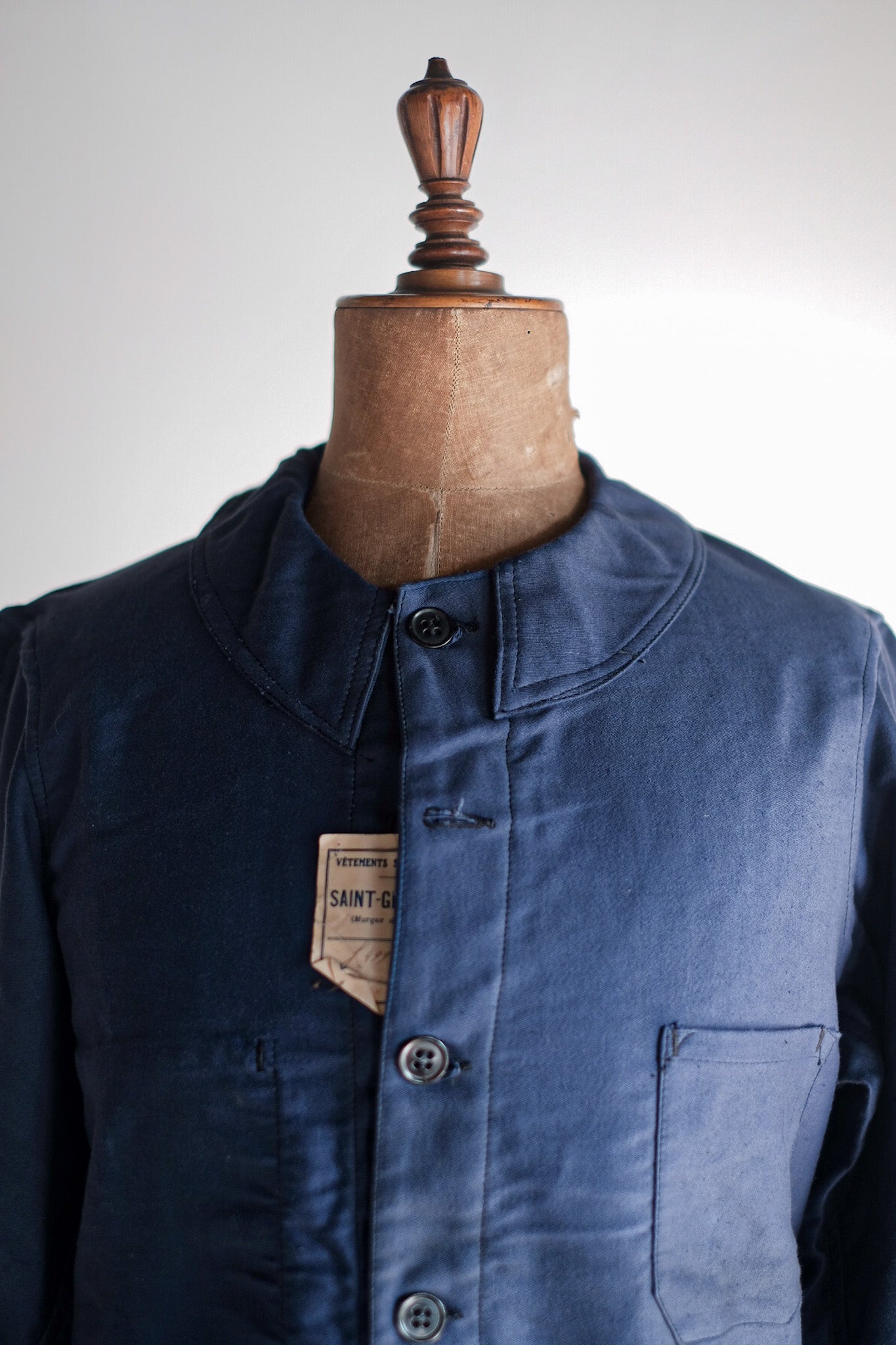 【~30's】French Vintage Blue Moleskin Work Jacket "Dead Stock"