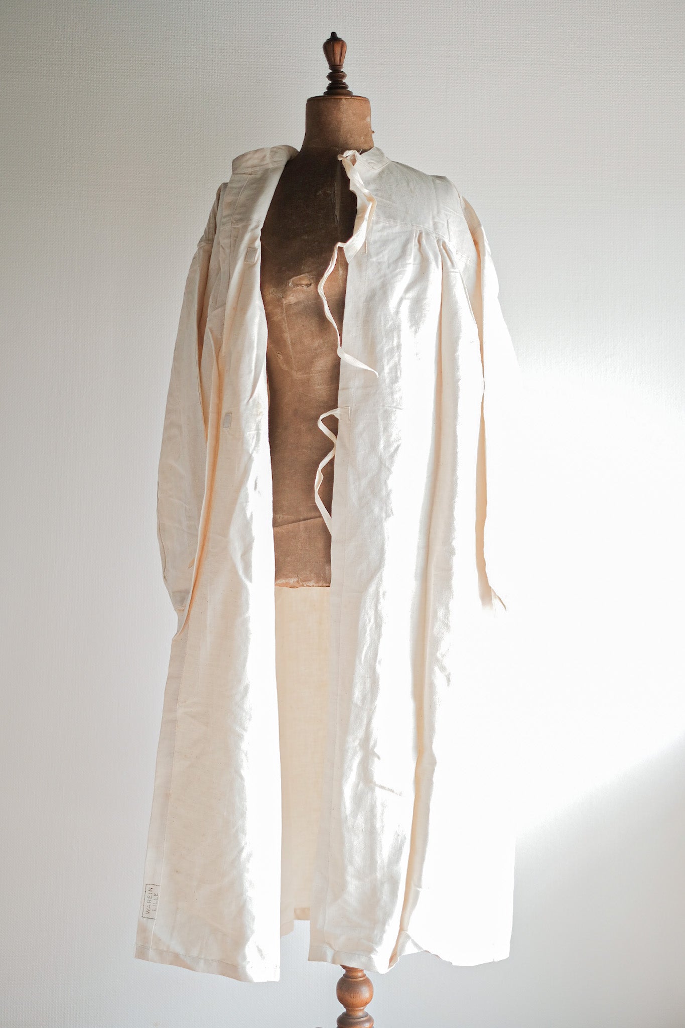 【~50's】French Army Surgeon Linen Coat Hospital Military "Dead Stock"