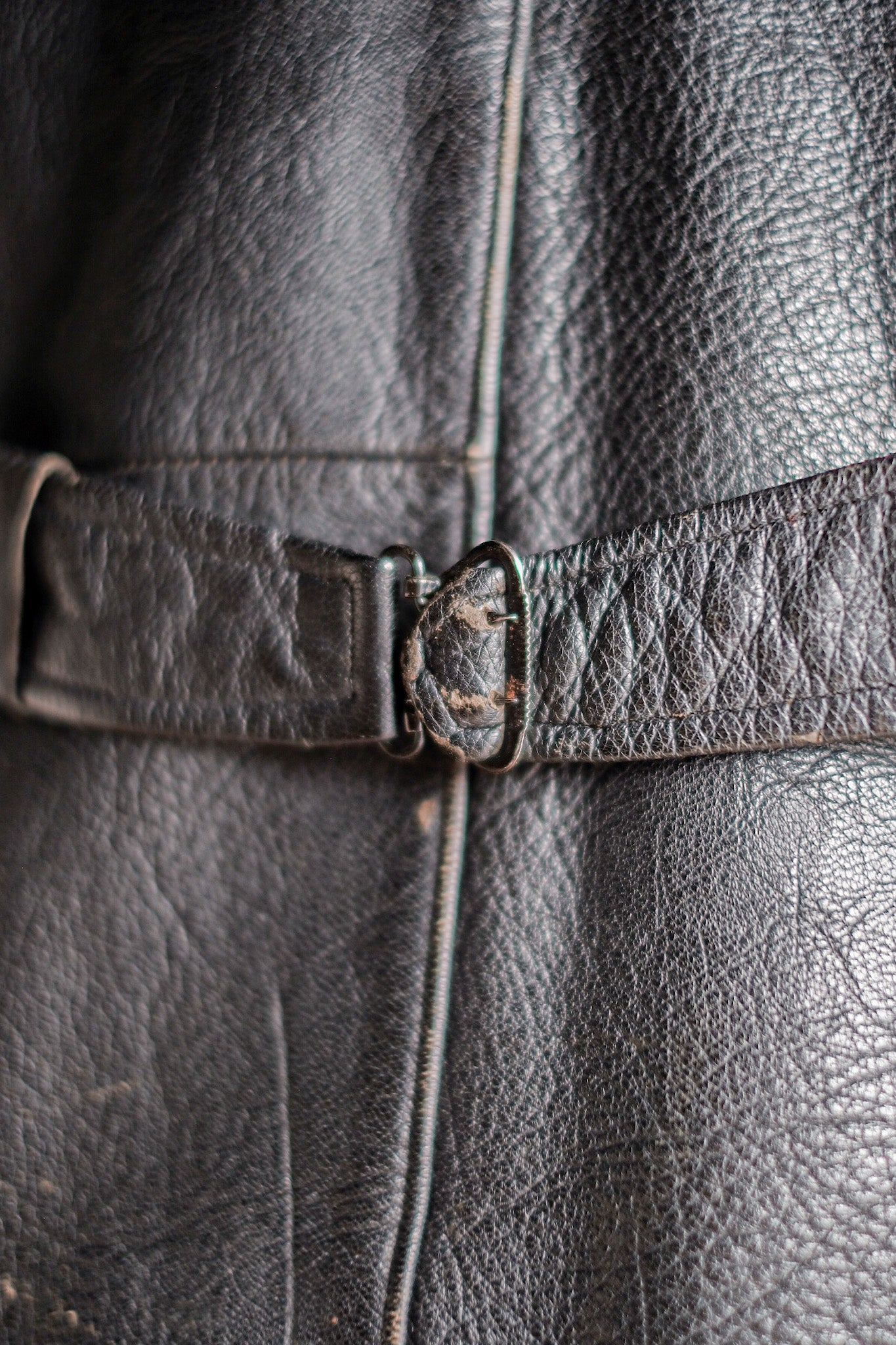 【~40's】Swedish Vintage Double Breasted Leather Jacket