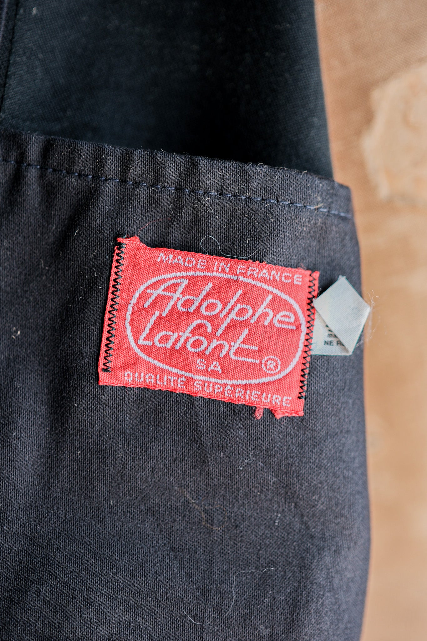 【~60's】French Vintage Black Moleskin Work Jacket Size.46 "Adolphe Lafont"
