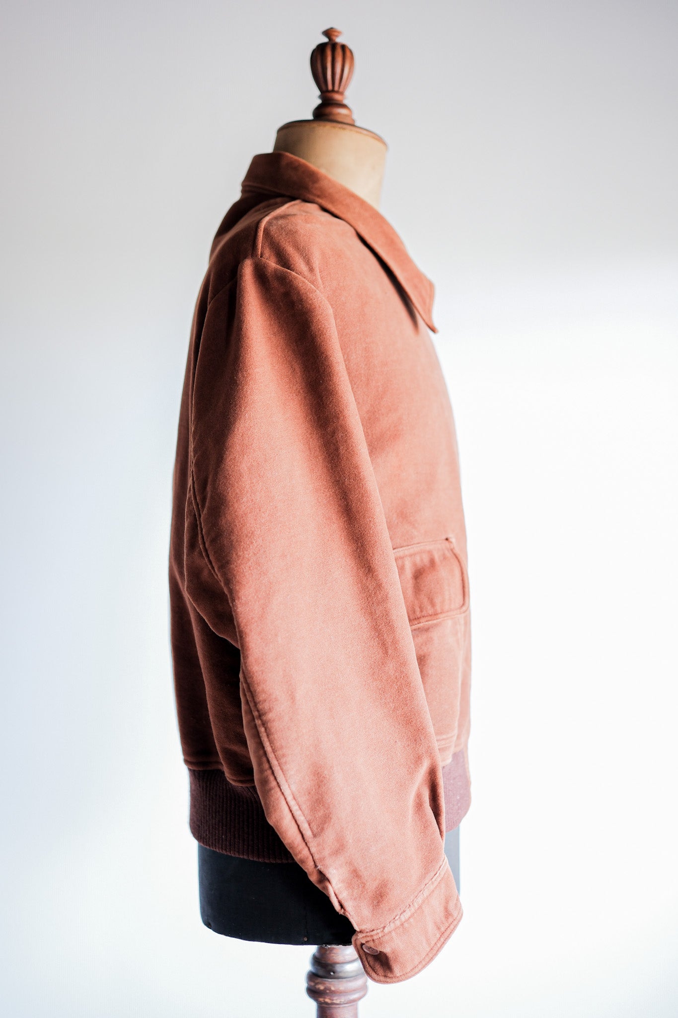 【~40’s】French Vintage Brown Moleskin Cyclist Jacket