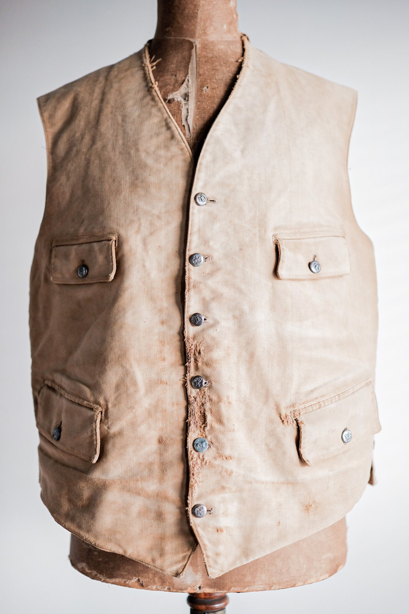 【~30's】French Vintage Moleskin Hunting Gilet