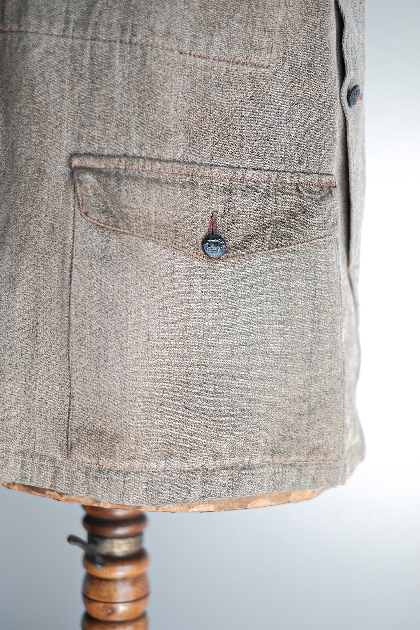 【~30's】French Vintage Brown Cotton Salt & Pepper Hunting Jacket