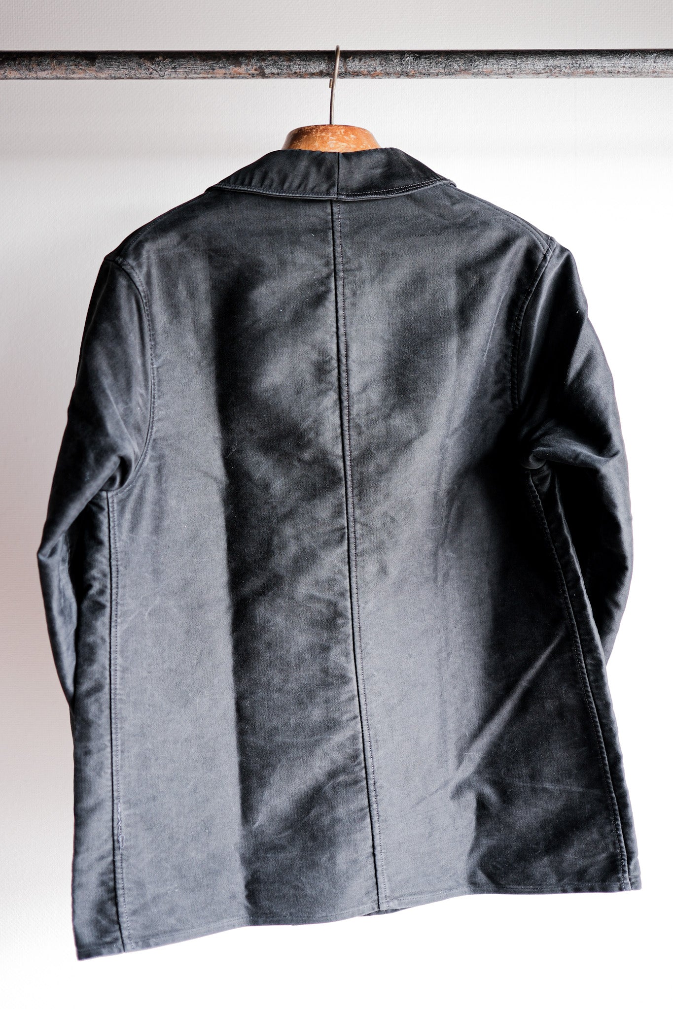 【~40's】French Vintage Black Moleskin Work Jacket "Le Mont St. Michel"