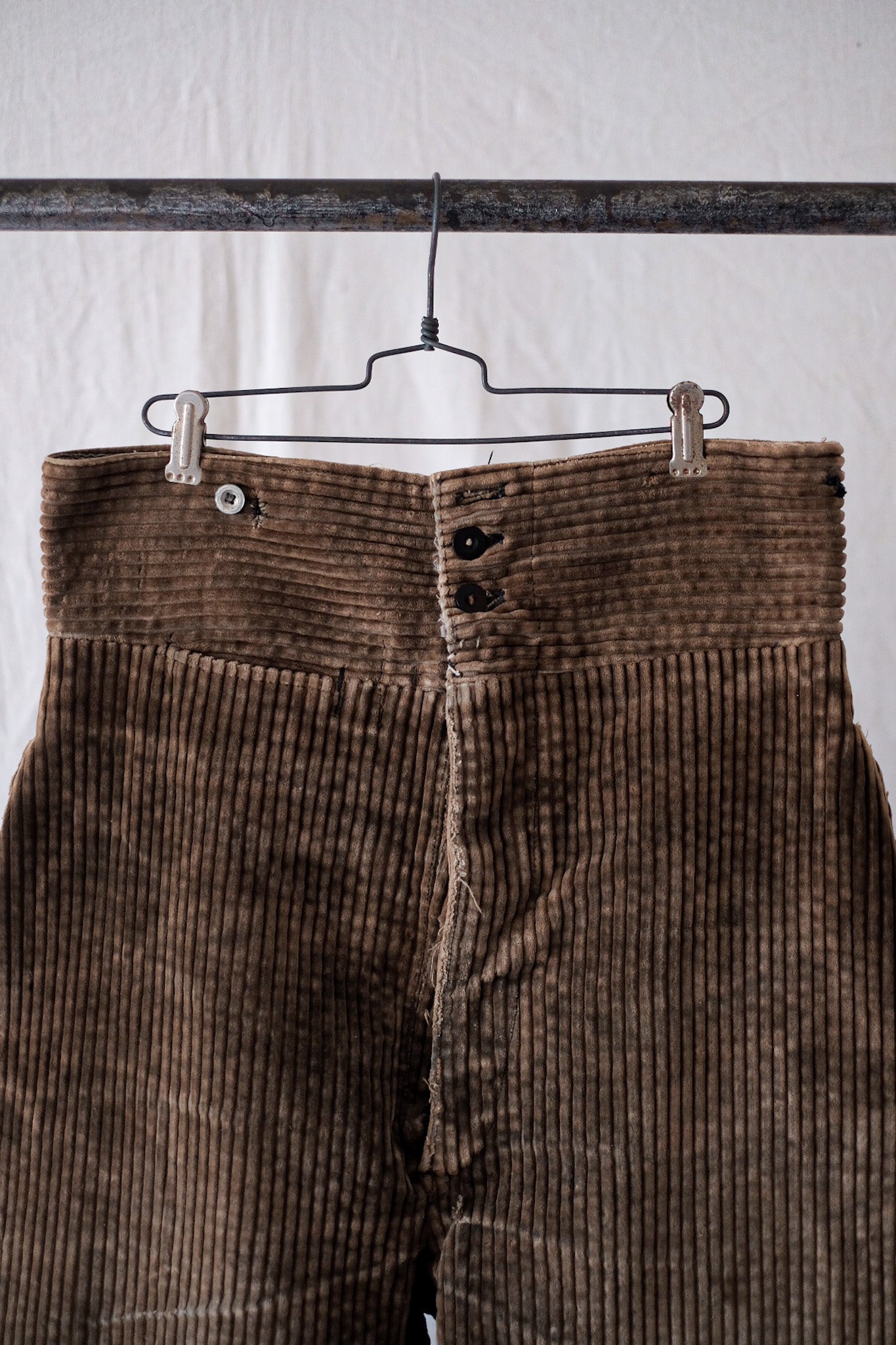 【~30's】French Vintage Brown Corduroy Work Pants "Adolphe Lafont"