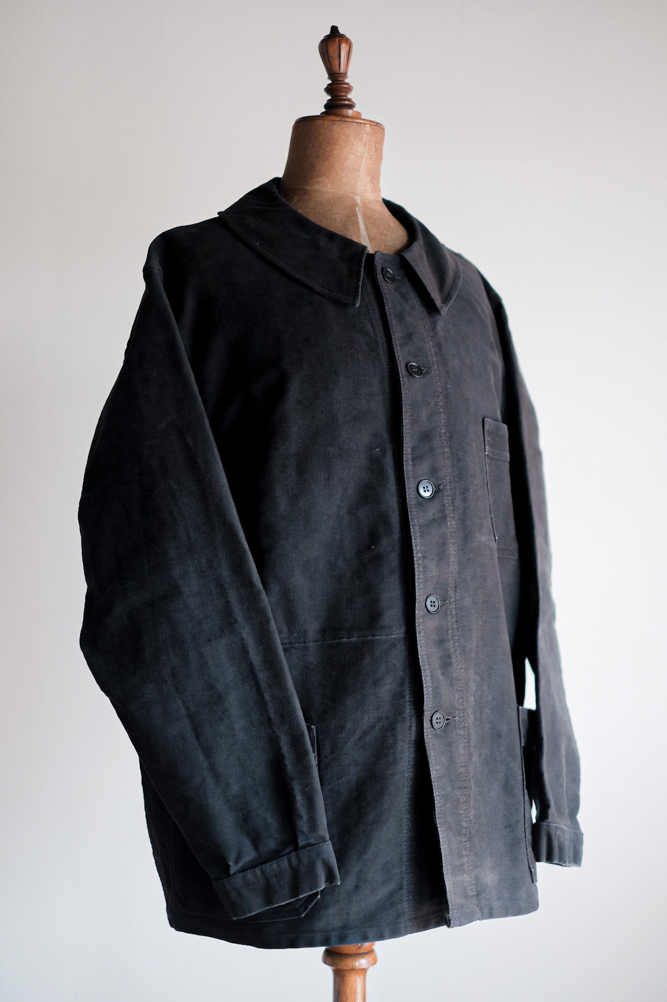 【~50's】French Vintage Black Moleskin Work Jacket