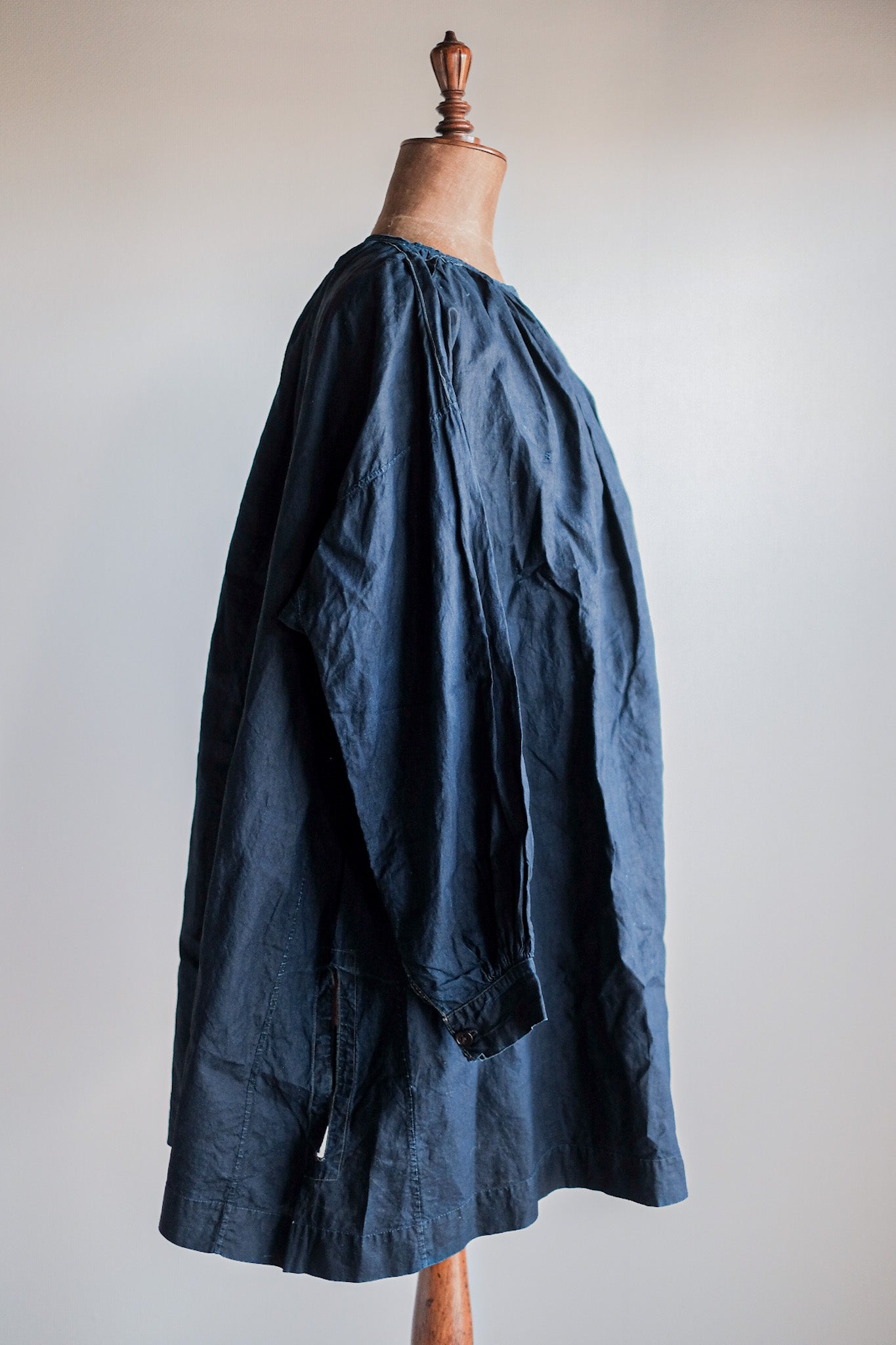 【Early 20th C】French Antique Indigo Linen Smock "Biaude"