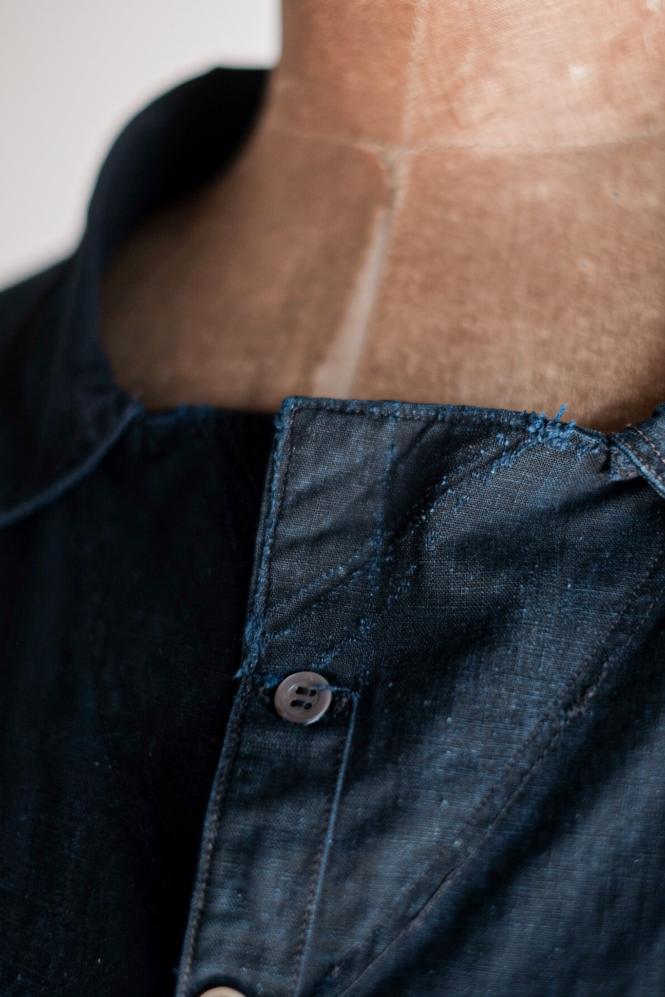 【Early 20th C】French Antique Indigo Metis Smock Open Type "Biaude"