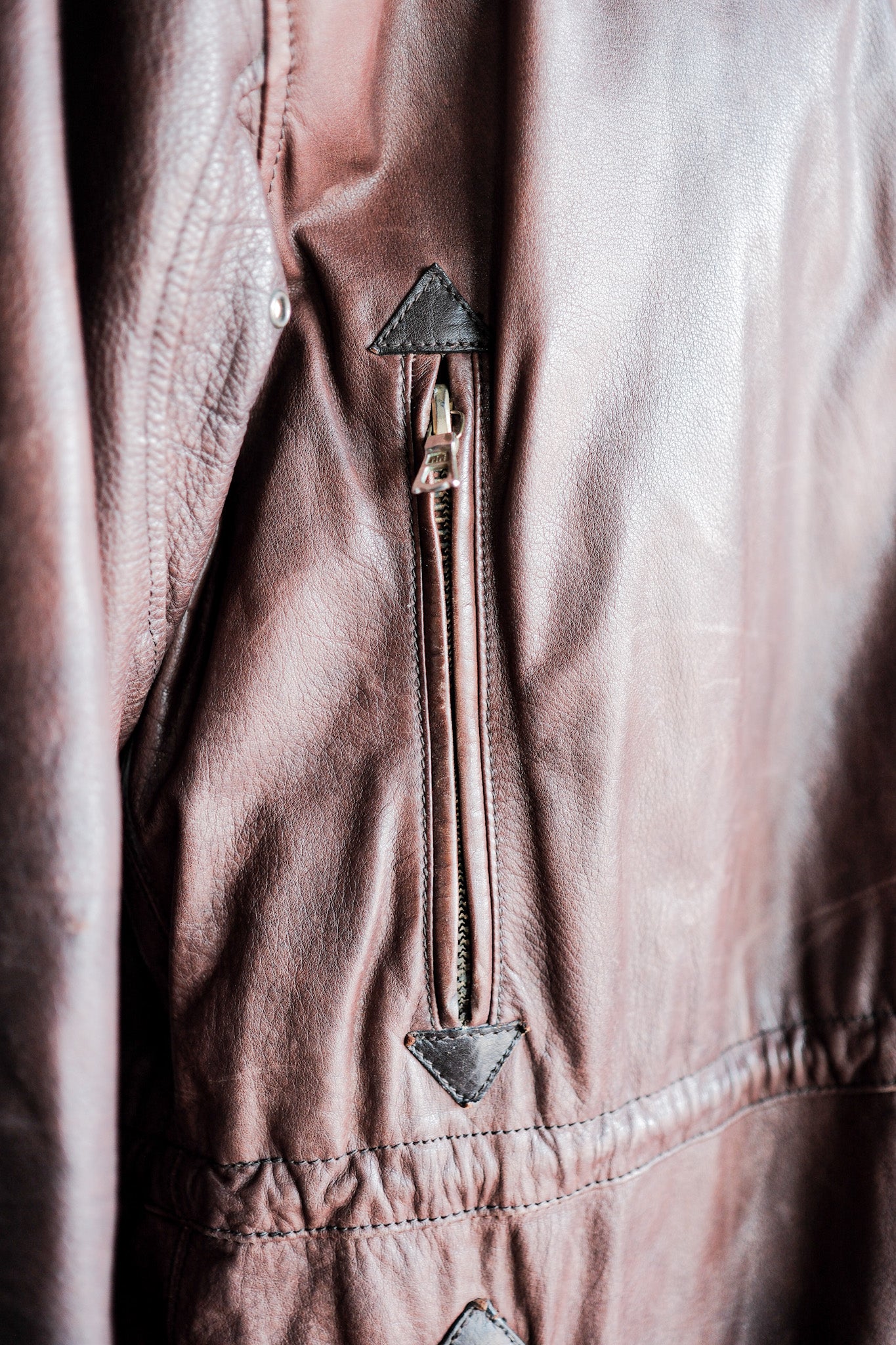 【~80's】Old GIORGIO ARMANI Aviator Style Leather Coat Size.48