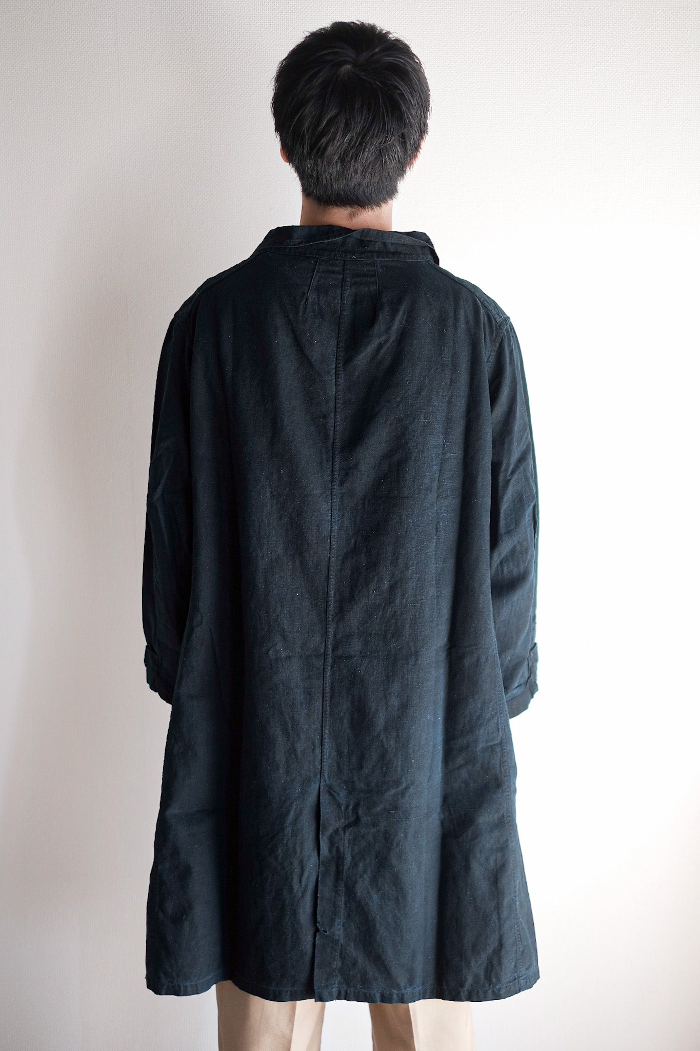 【Early 20th C】French Antique Indigo Metis Smock Open Type "Biaude"